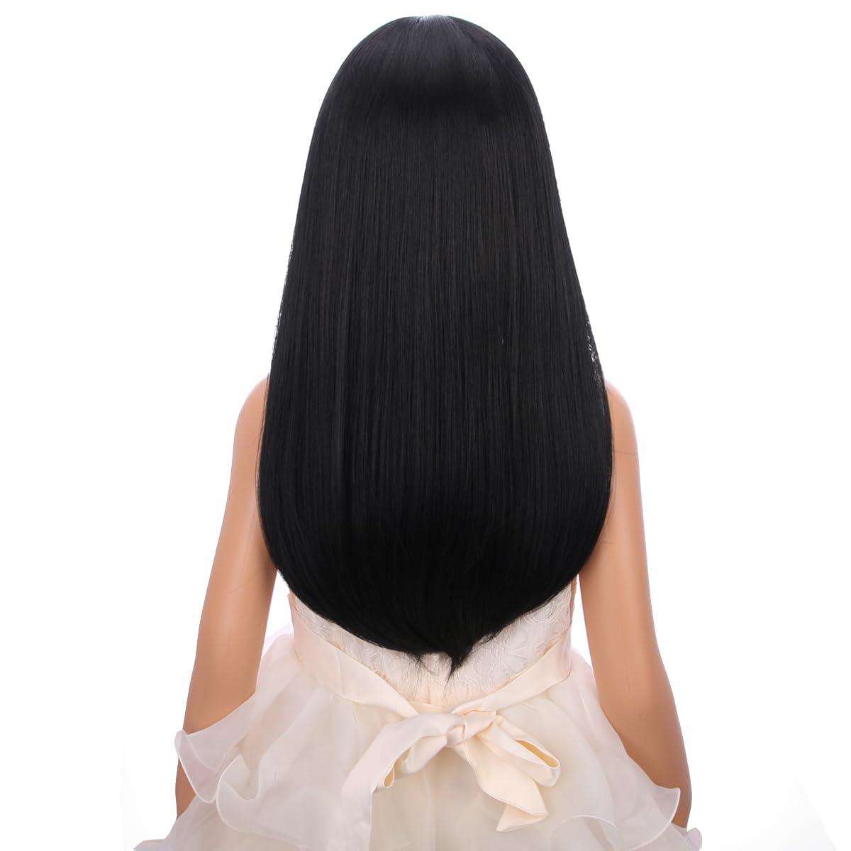 imageKids Black Wig Long Straight Black Wig for Gilrs Child Black Wigs Heat Resistant Synthetic Cosplay Halloween Wigs BlackNatural Black