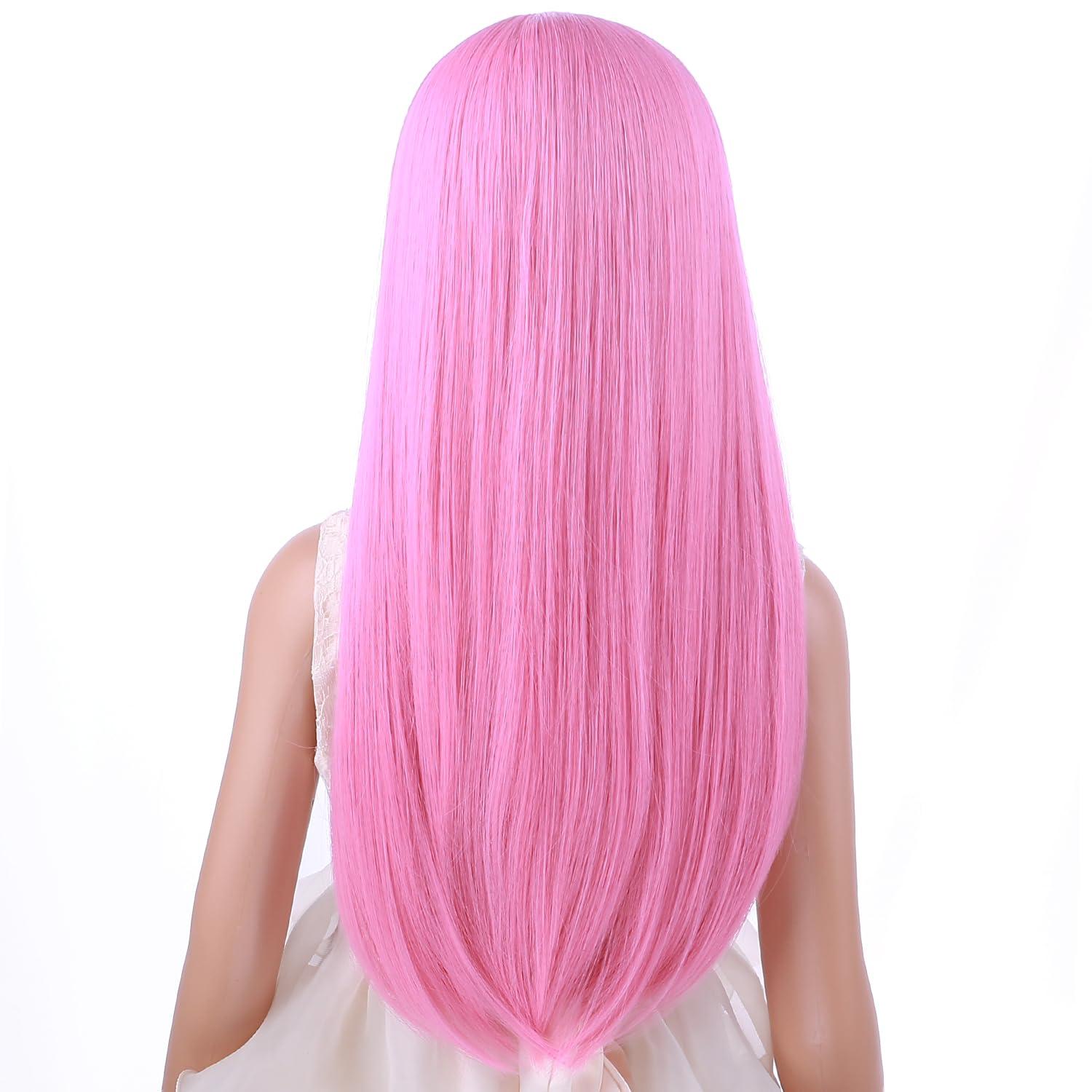 imageKids Black Wig Long Straight Black Wig for Gilrs Child Black Wigs Heat Resistant Synthetic Cosplay Halloween Wigs BlackPink