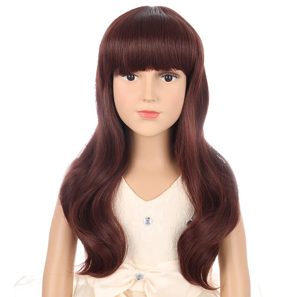 imageKids Black Wig Long Straight Black Wig for Gilrs Child Black Wigs Heat Resistant Synthetic Cosplay Halloween Wigs BlackRed Brown