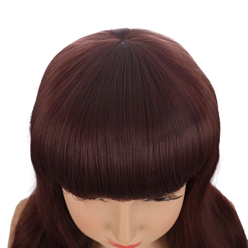 imageKids Black Wig Long Straight Black Wig for Gilrs Child Black Wigs Heat Resistant Synthetic Cosplay Halloween Wigs BlackRed Brown