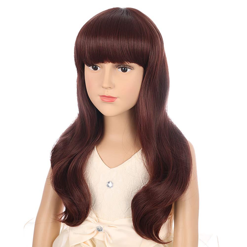 imageKids Black Wig Long Straight Black Wig for Gilrs Child Black Wigs Heat Resistant Synthetic Cosplay Halloween Wigs BlackRed Brown