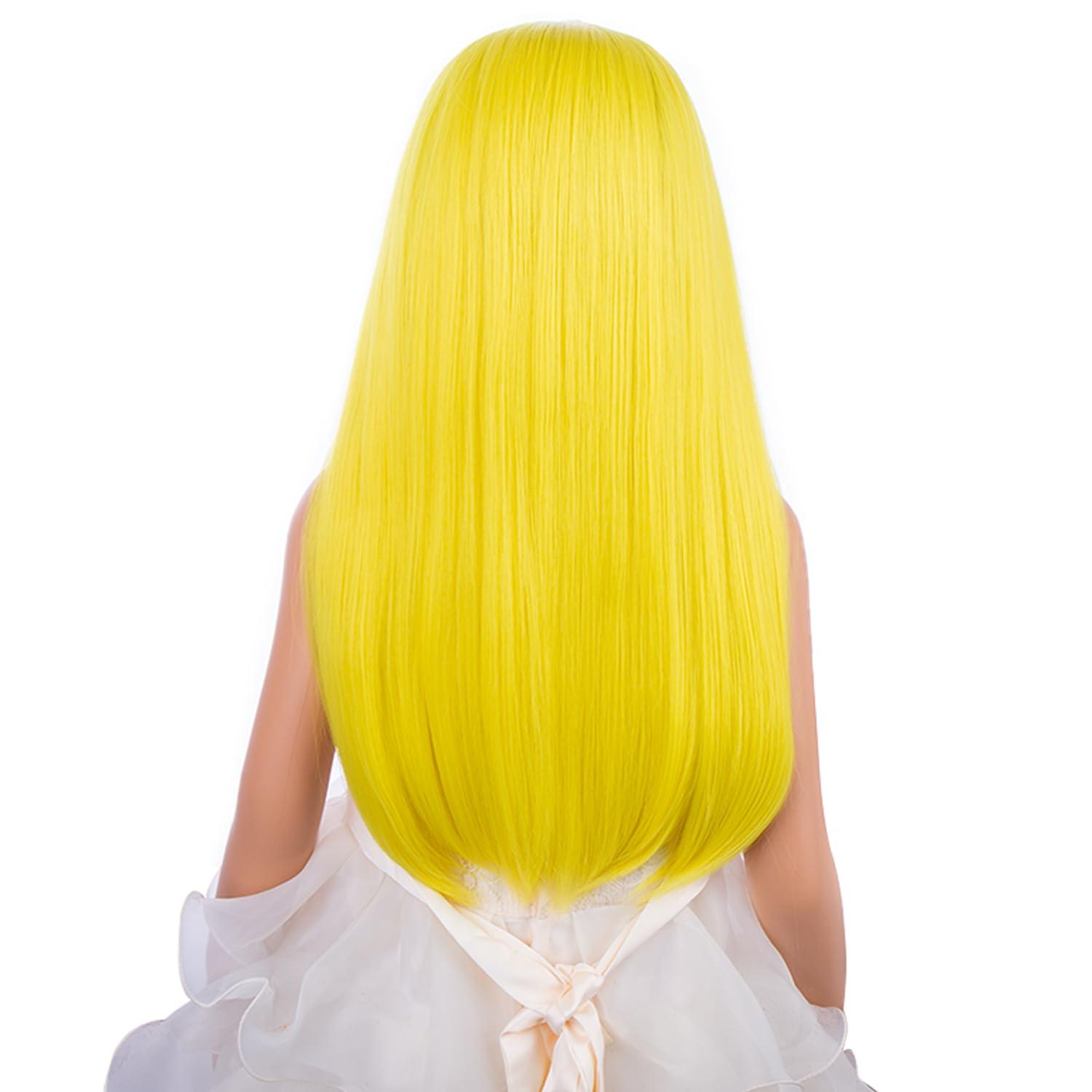 imageKids Black Wig Long Straight Black Wig for Gilrs Child Black Wigs Heat Resistant Synthetic Cosplay Halloween Wigs BlackYellow