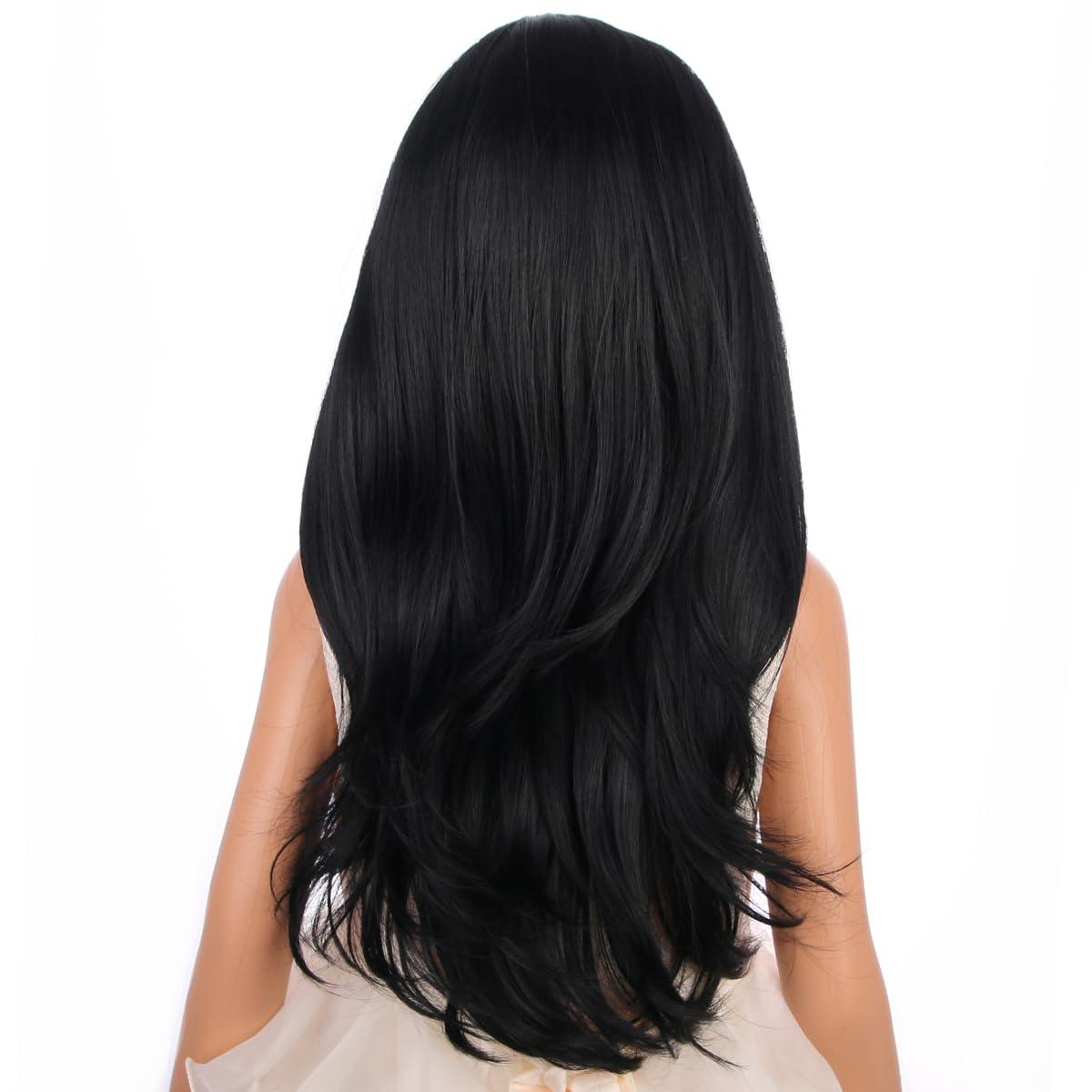 imageKids Blue Wig Long Wavy Child Wig Light Blue Wig for Kids Heat Resistant Synthetic Hair Cosplay Costume Girls Wig Mixed BlueBlack