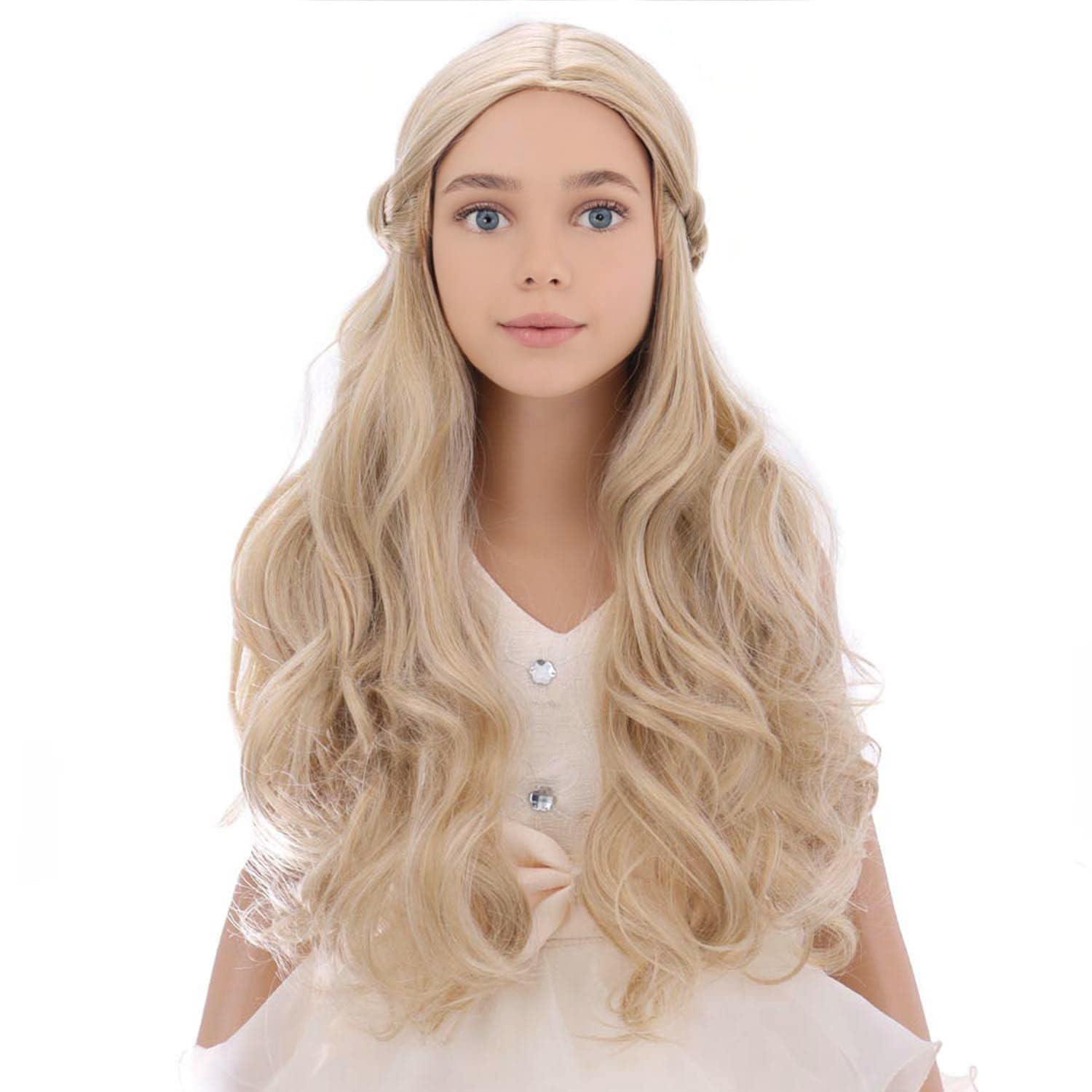 imageKids Blue Wig Long Wavy Child Wig Light Blue Wig for Kids Heat Resistant Synthetic Hair Cosplay Costume Girls Wig Mixed BlueBlonde