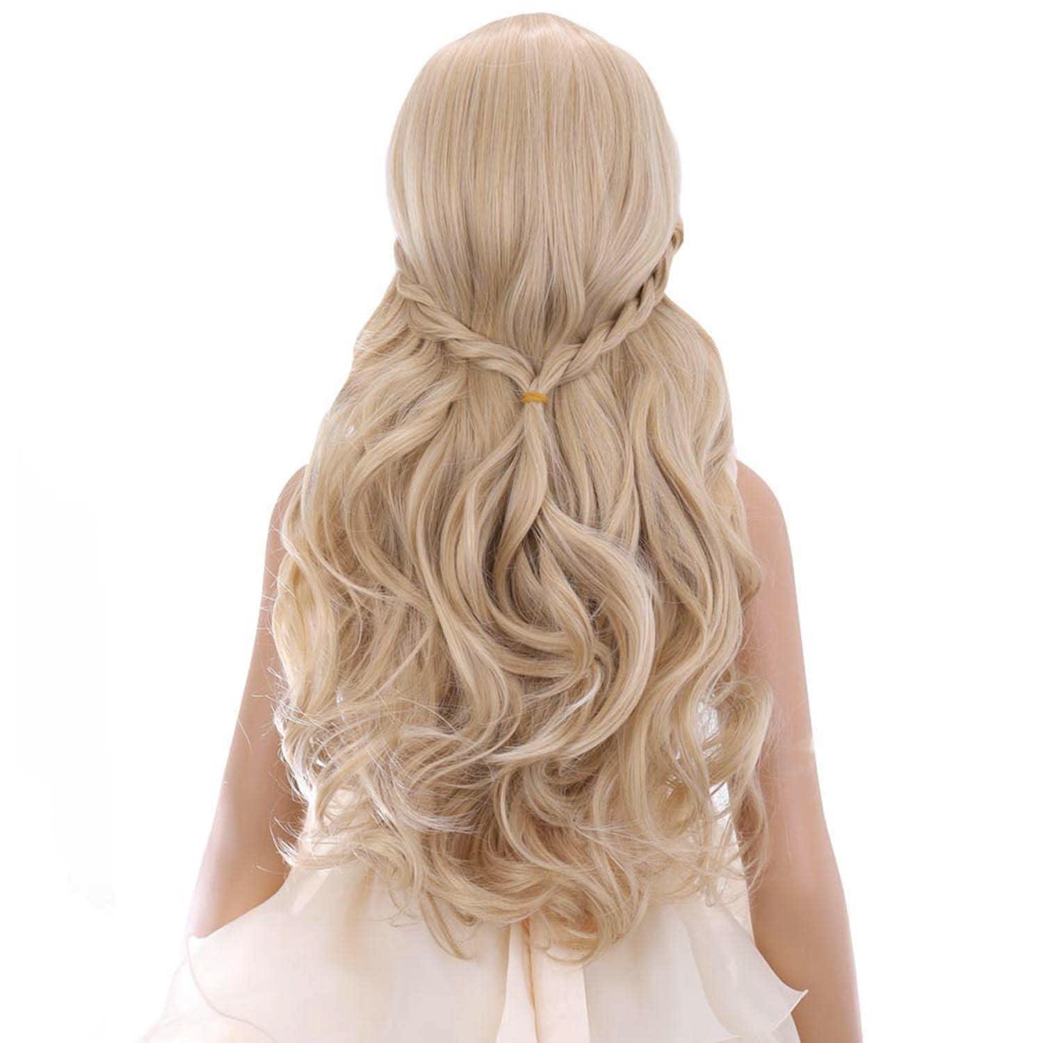 imageKids Blue Wig Long Wavy Child Wig Light Blue Wig for Kids Heat Resistant Synthetic Hair Cosplay Costume Girls Wig Mixed BlueBlonde