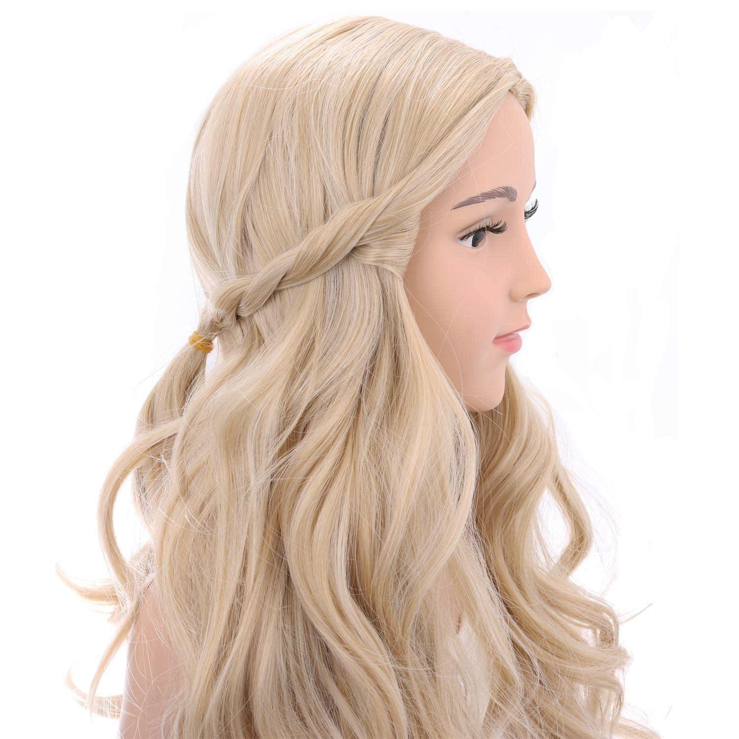 imageKids Blue Wig Long Wavy Child Wig Light Blue Wig for Kids Heat Resistant Synthetic Hair Cosplay Costume Girls Wig Mixed BlueBlonde