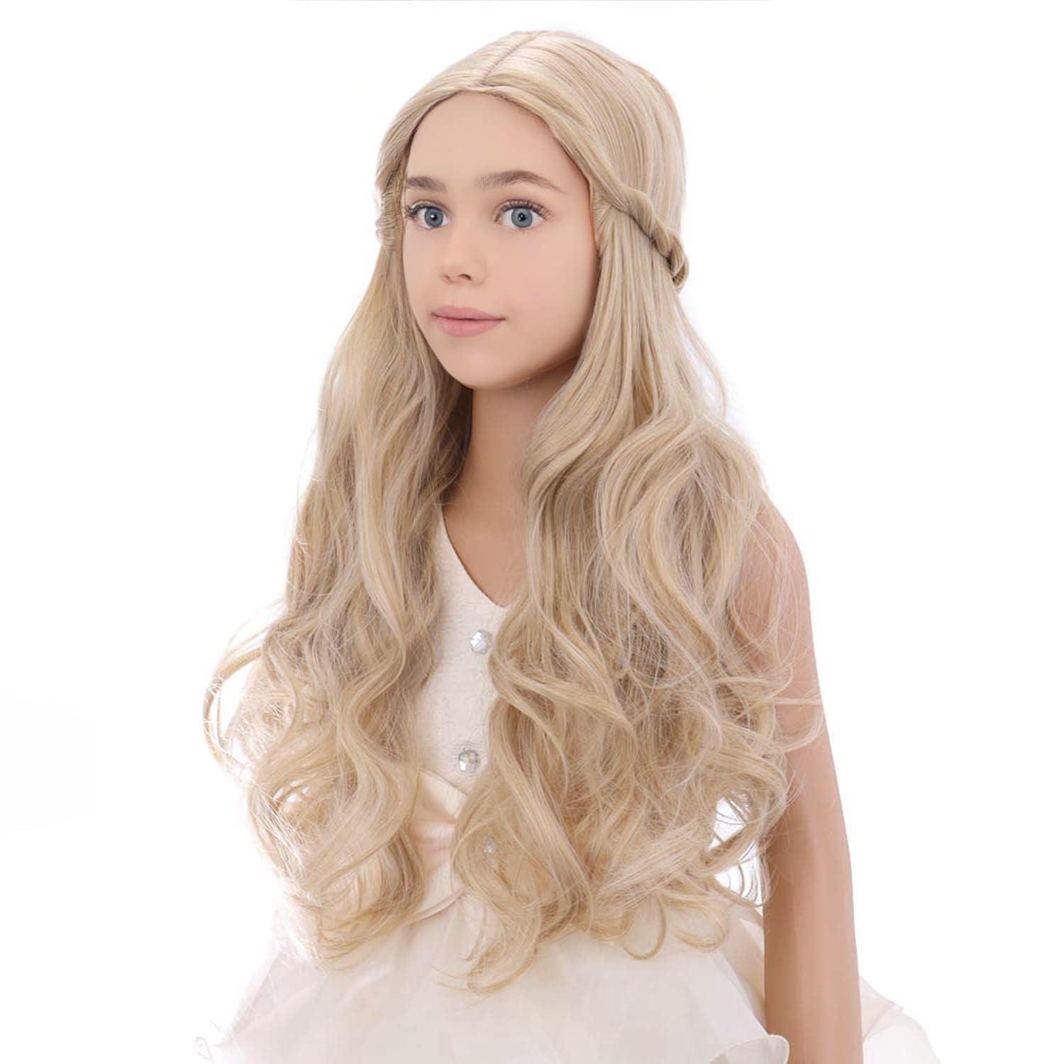 imageKids Blue Wig Long Wavy Child Wig Light Blue Wig for Kids Heat Resistant Synthetic Hair Cosplay Costume Girls Wig Mixed BlueBlonde