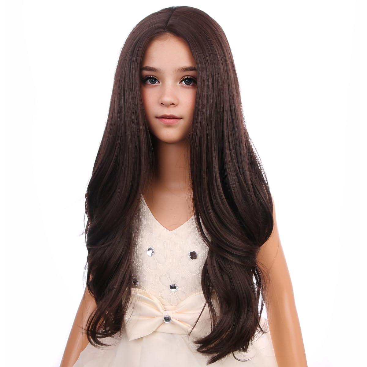 imageKids Blue Wig Long Wavy Child Wig Light Blue Wig for Kids Heat Resistant Synthetic Hair Cosplay Costume Girls Wig Mixed BlueBrown
