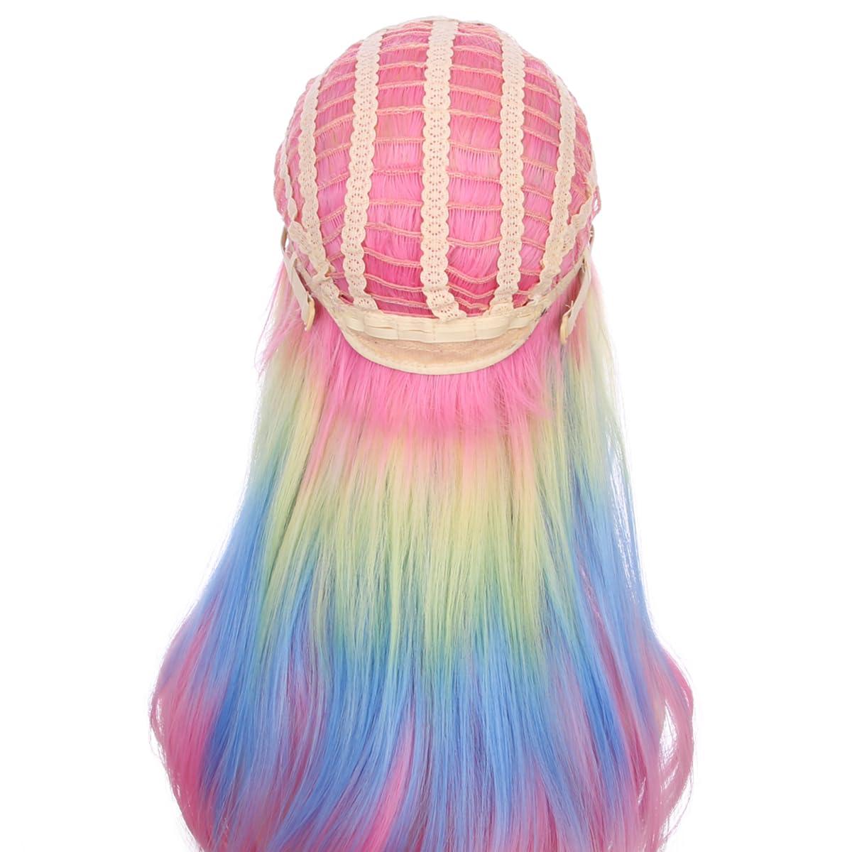 imageKids Blue Wig Long Wavy Child Wig Light Blue Wig for Kids Heat Resistant Synthetic Hair Cosplay Costume Girls Wig Mixed BlueColorful