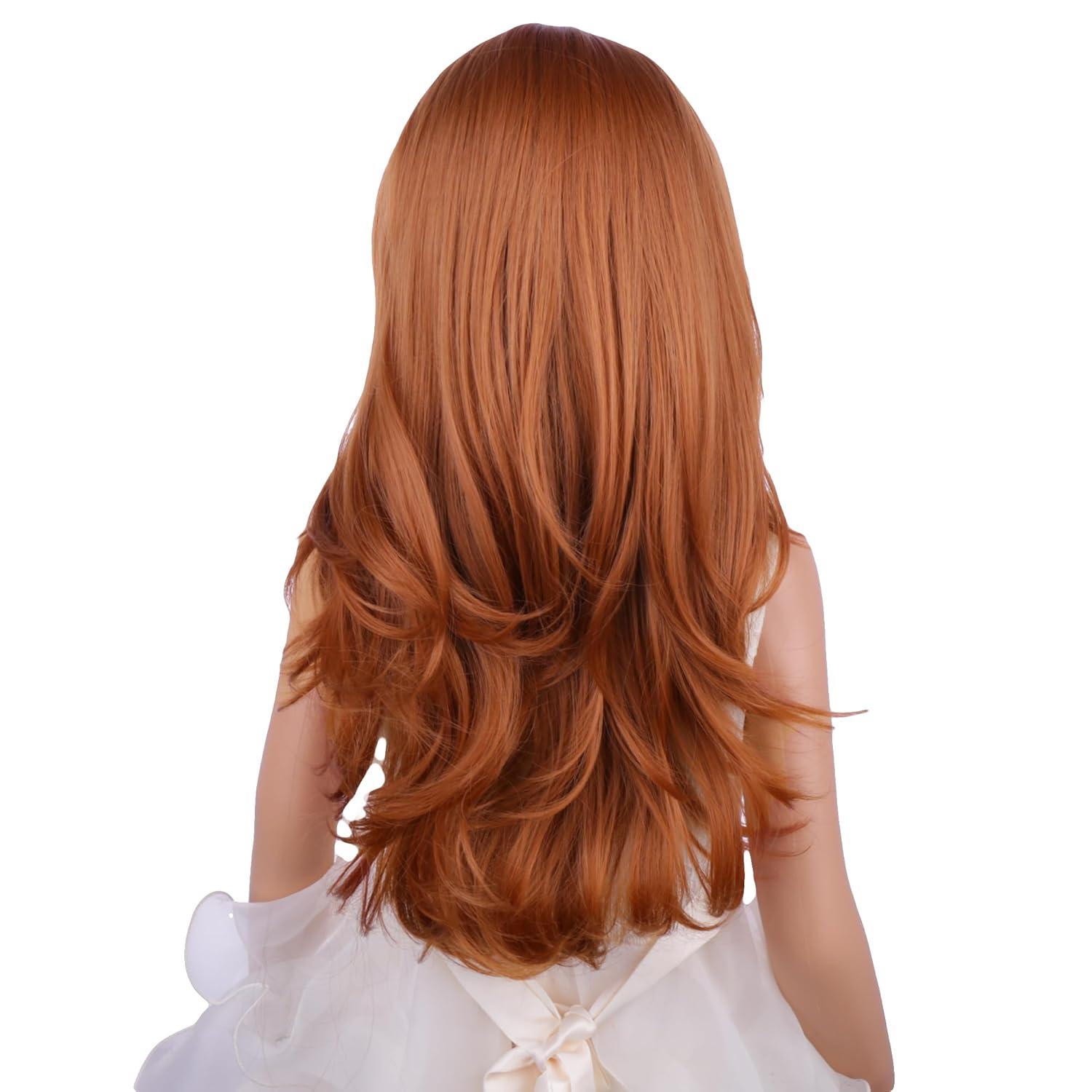 imageKids Blue Wig Long Wavy Child Wig Light Blue Wig for Kids Heat Resistant Synthetic Hair Cosplay Costume Girls Wig Mixed BlueDark Orange