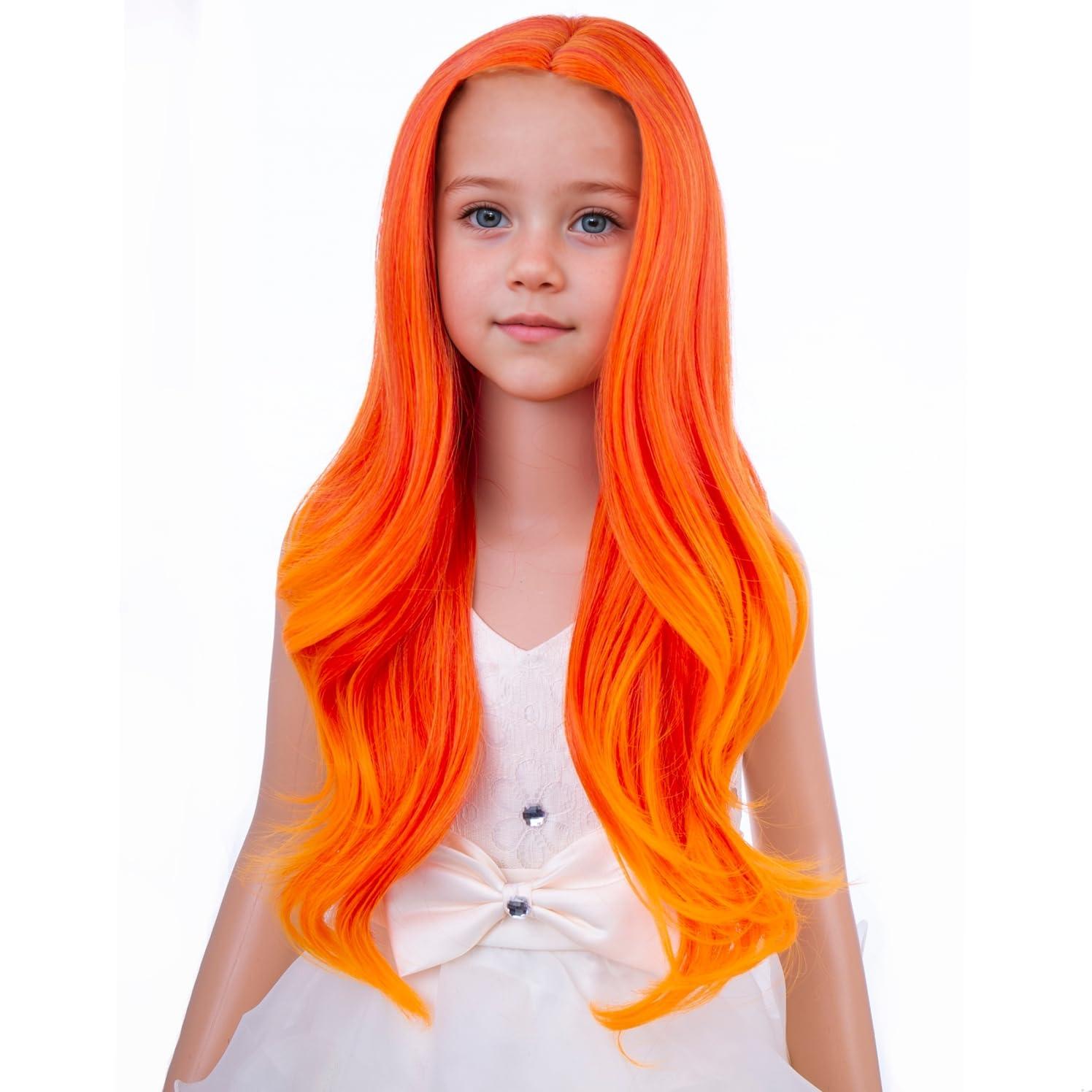 imageKids Blue Wig Long Wavy Child Wig Light Blue Wig for Kids Heat Resistant Synthetic Hair Cosplay Costume Girls Wig Mixed BlueFlame