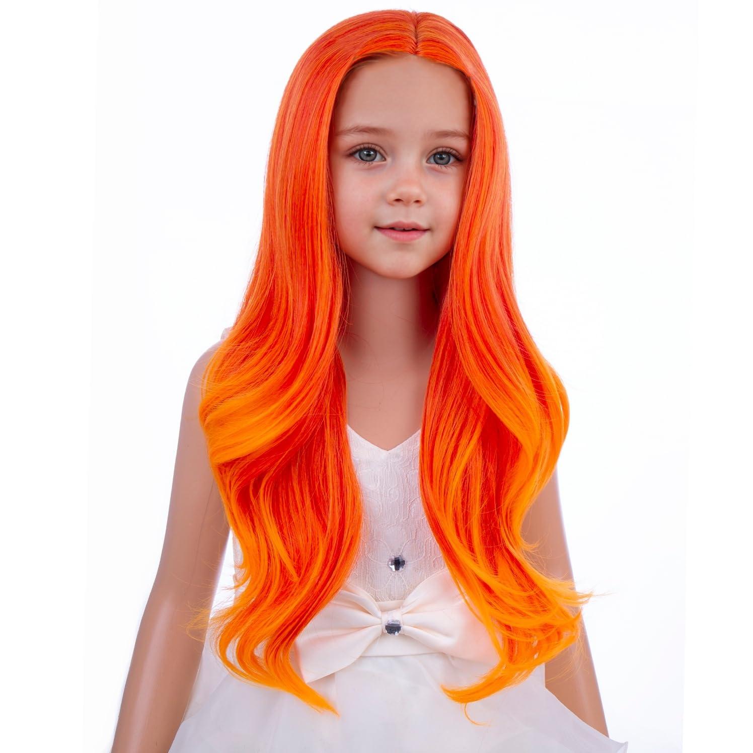 imageKids Blue Wig Long Wavy Child Wig Light Blue Wig for Kids Heat Resistant Synthetic Hair Cosplay Costume Girls Wig Mixed BlueFlame