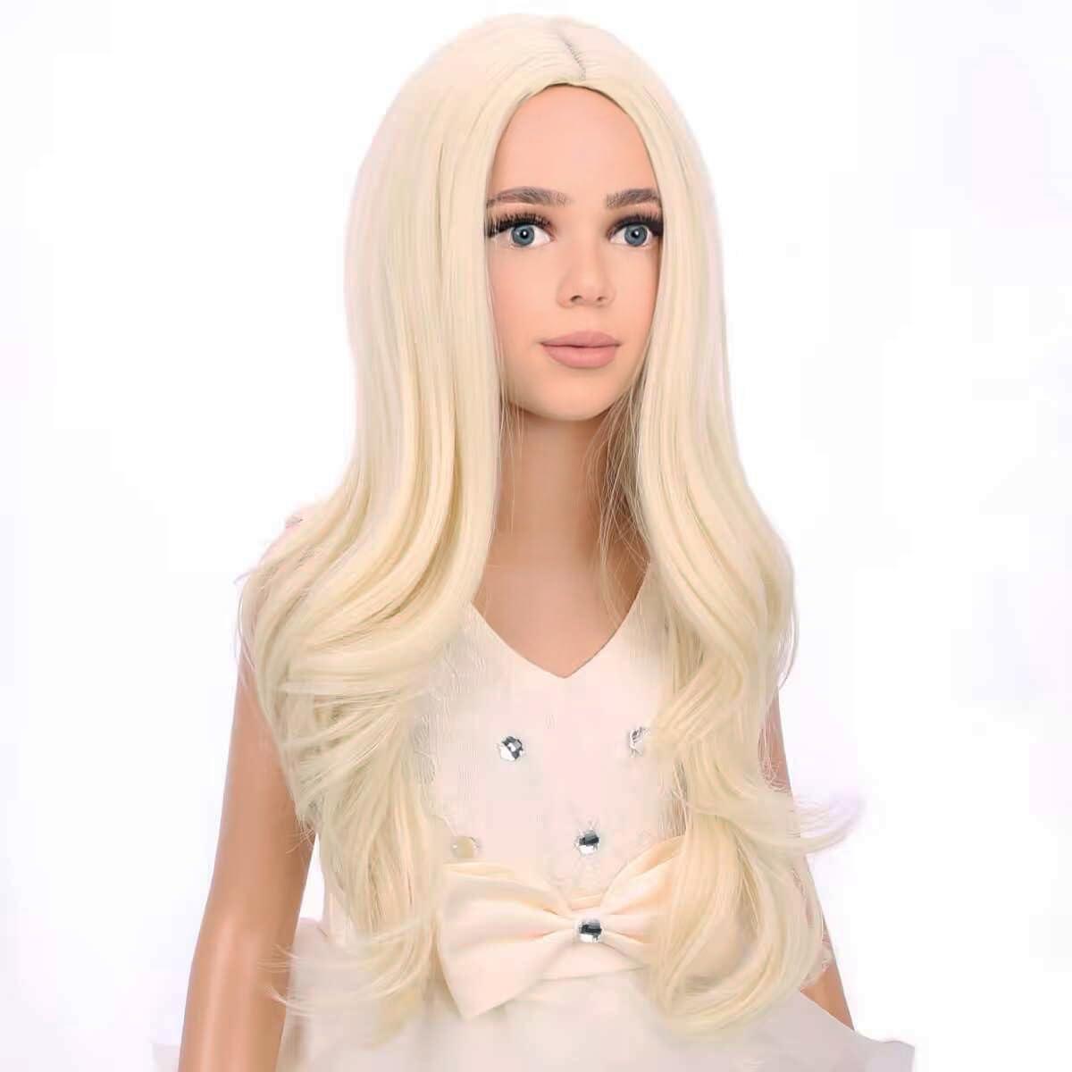 imageKids Blue Wig Long Wavy Child Wig Light Blue Wig for Kids Heat Resistant Synthetic Hair Cosplay Costume Girls Wig Mixed BlueLight Blonde