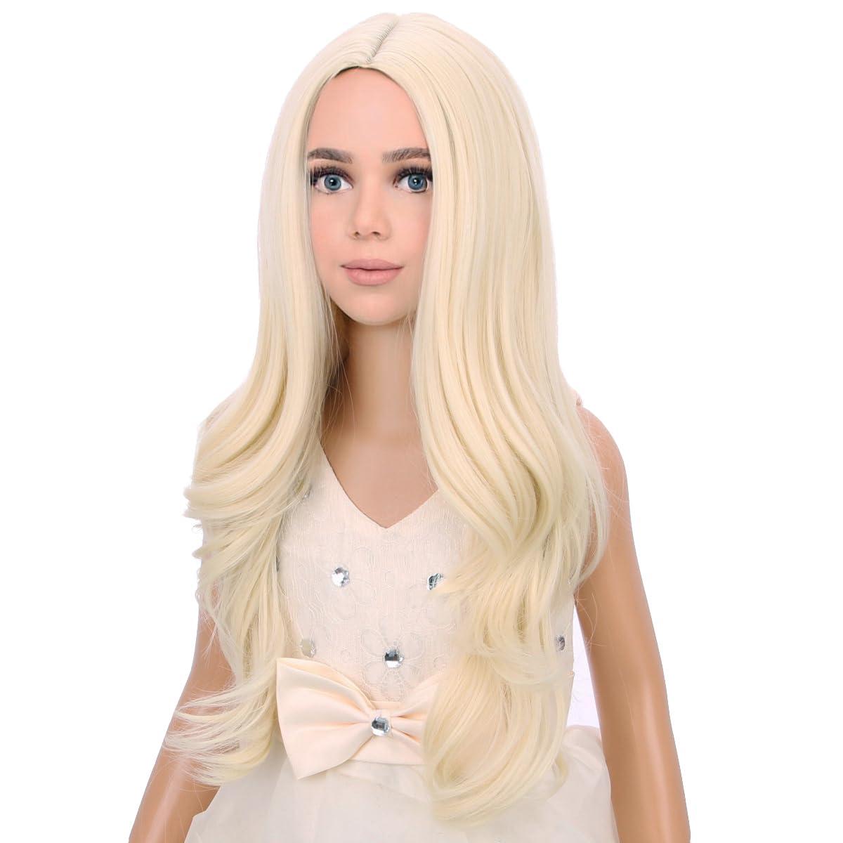 imageKids Blue Wig Long Wavy Child Wig Light Blue Wig for Kids Heat Resistant Synthetic Hair Cosplay Costume Girls Wig Mixed BlueLight Blonde