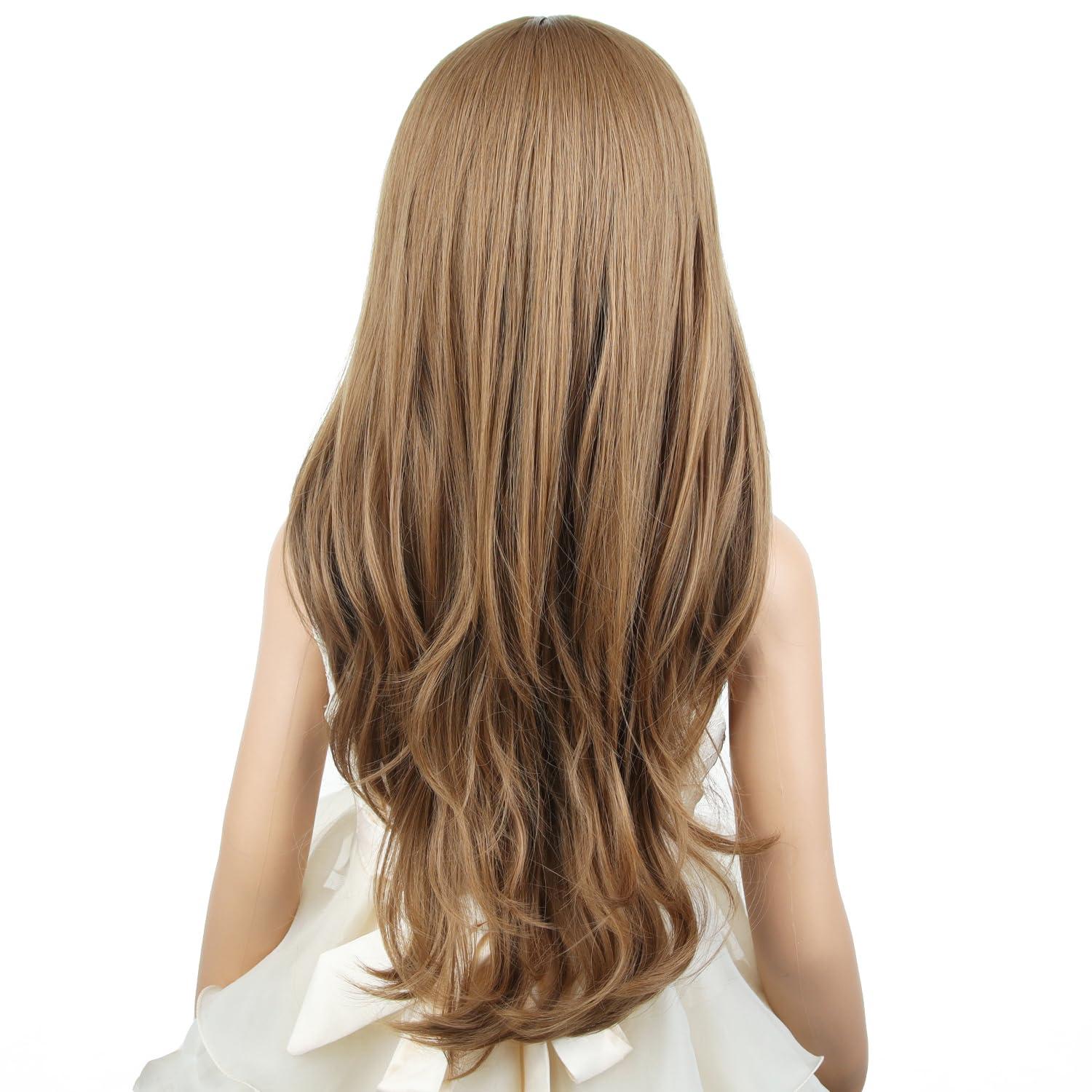 imageKids Blue Wig Long Wavy Child Wig Light Blue Wig for Kids Heat Resistant Synthetic Hair Cosplay Costume Girls Wig Mixed BlueLight Brown