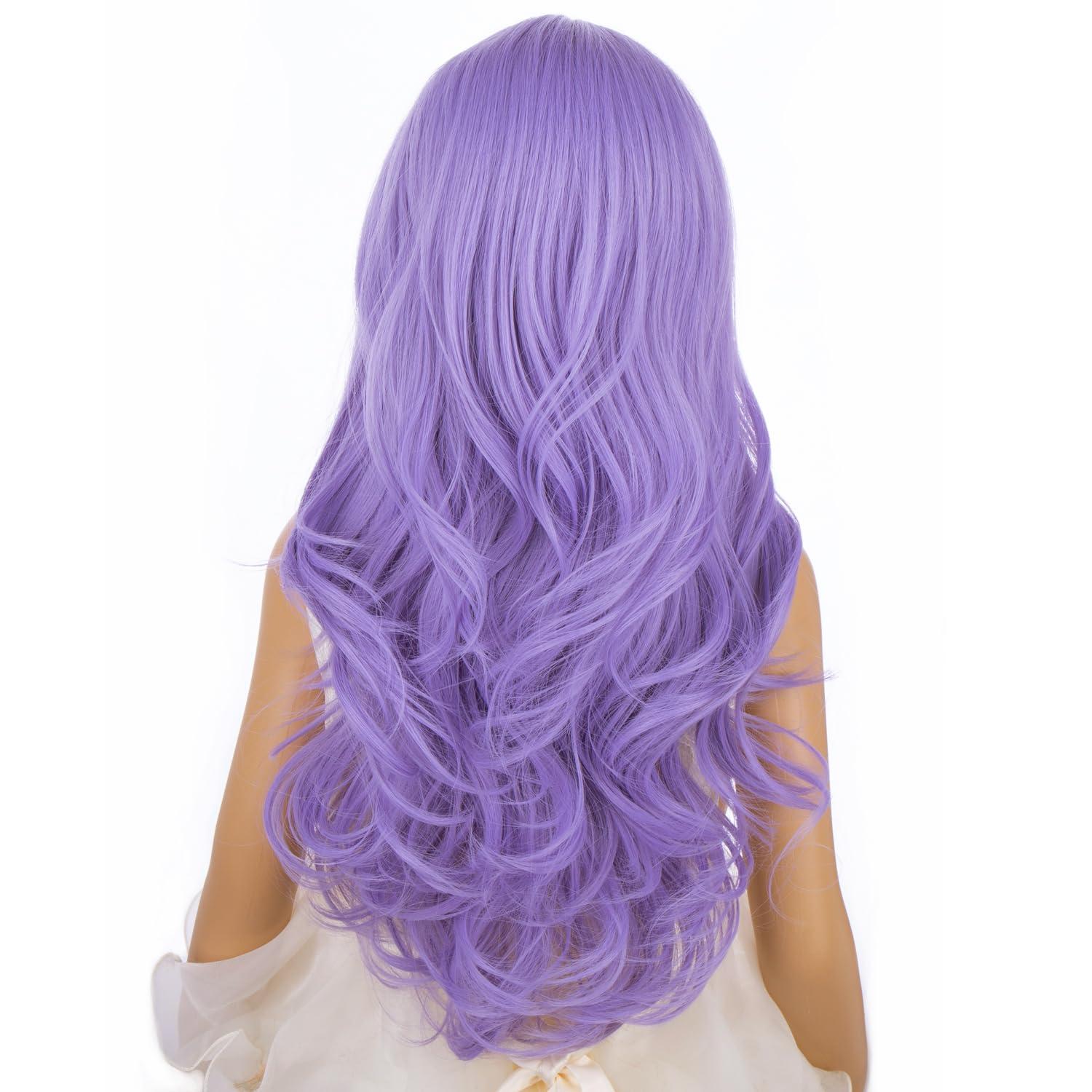 imageKids Blue Wig Long Wavy Child Wig Light Blue Wig for Kids Heat Resistant Synthetic Hair Cosplay Costume Girls Wig Mixed BlueLight Purple