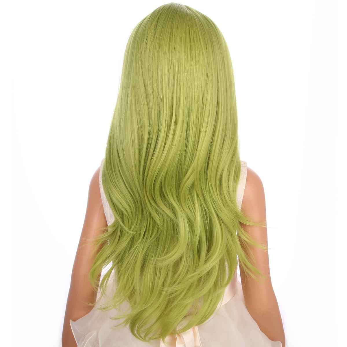 imageKids Blue Wig Long Wavy Child Wig Light Blue Wig for Kids Heat Resistant Synthetic Hair Cosplay Costume Girls Wig Mixed BlueOlive Green