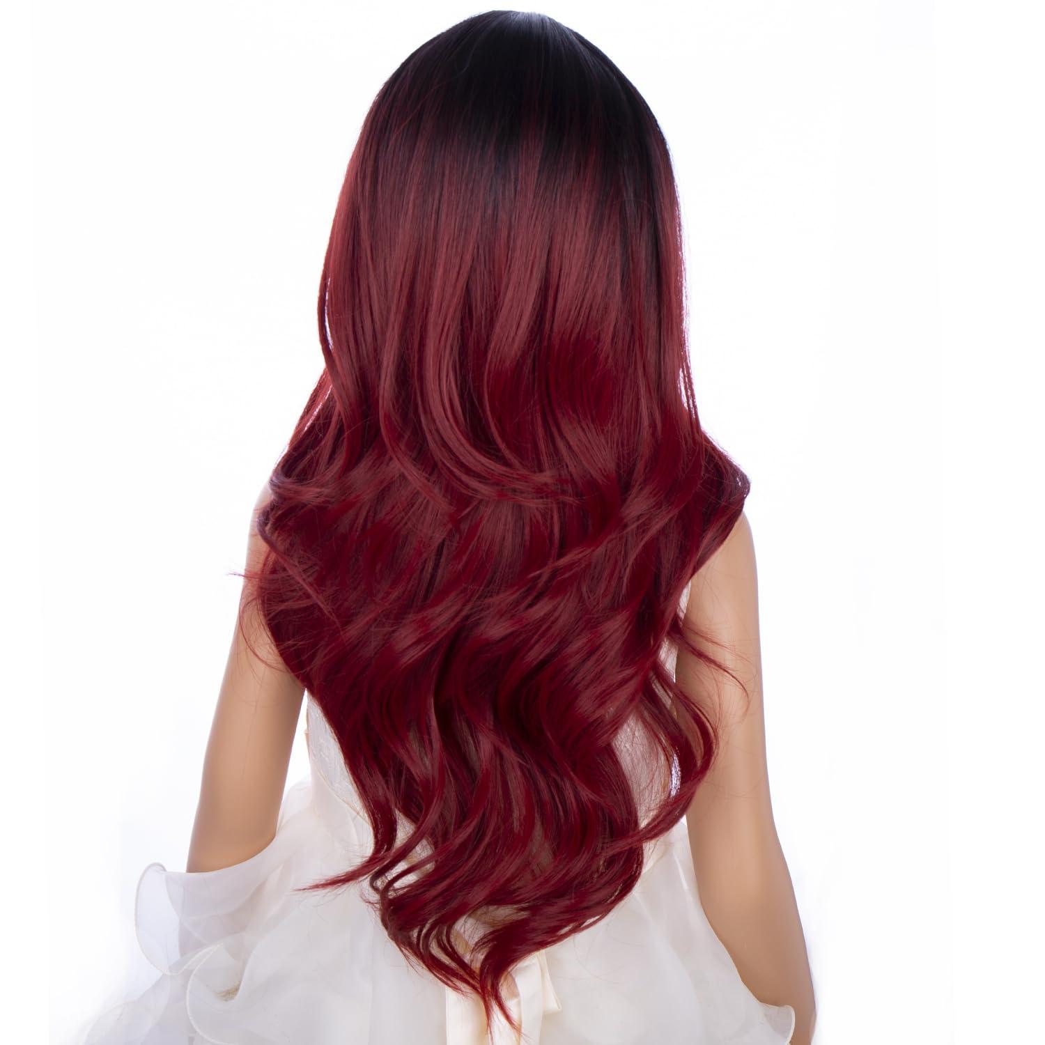 imageKids Blue Wig Long Wavy Child Wig Light Blue Wig for Kids Heat Resistant Synthetic Hair Cosplay Costume Girls Wig Mixed BlueOmbre Red