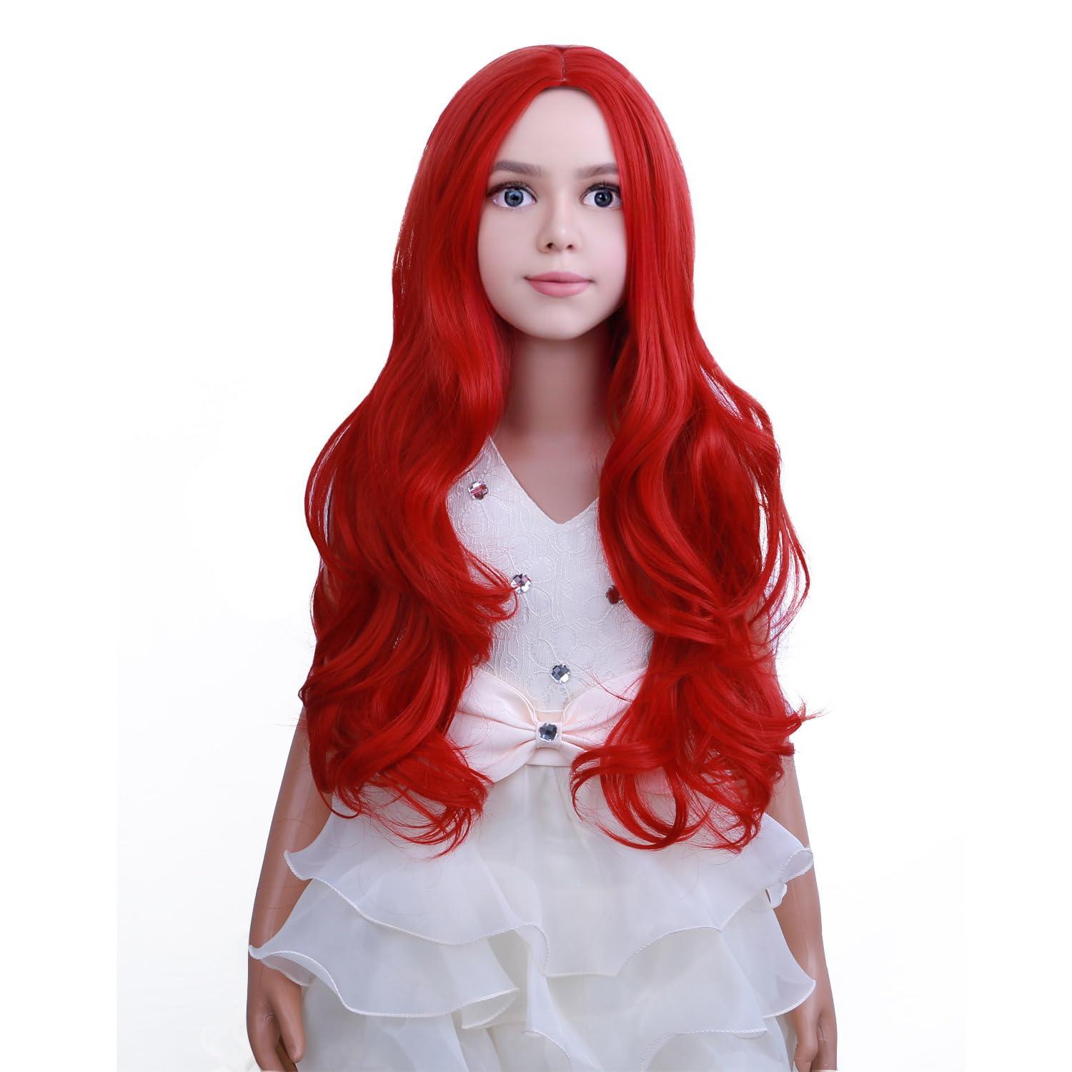 imageKids Blue Wig Long Wavy Child Wig Light Blue Wig for Kids Heat Resistant Synthetic Hair Cosplay Costume Girls Wig Mixed BlueRed