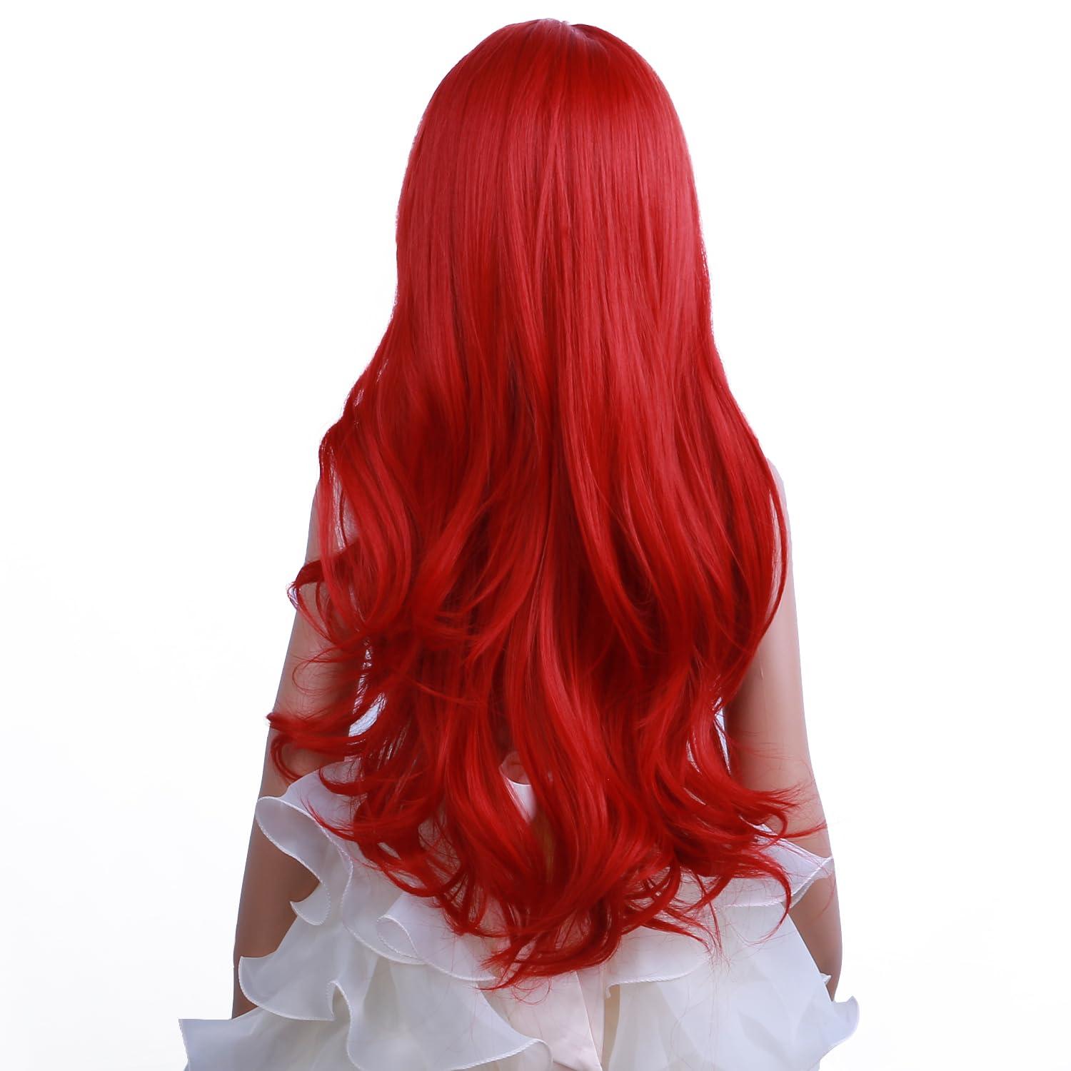 imageKids Blue Wig Long Wavy Child Wig Light Blue Wig for Kids Heat Resistant Synthetic Hair Cosplay Costume Girls Wig Mixed BlueRed