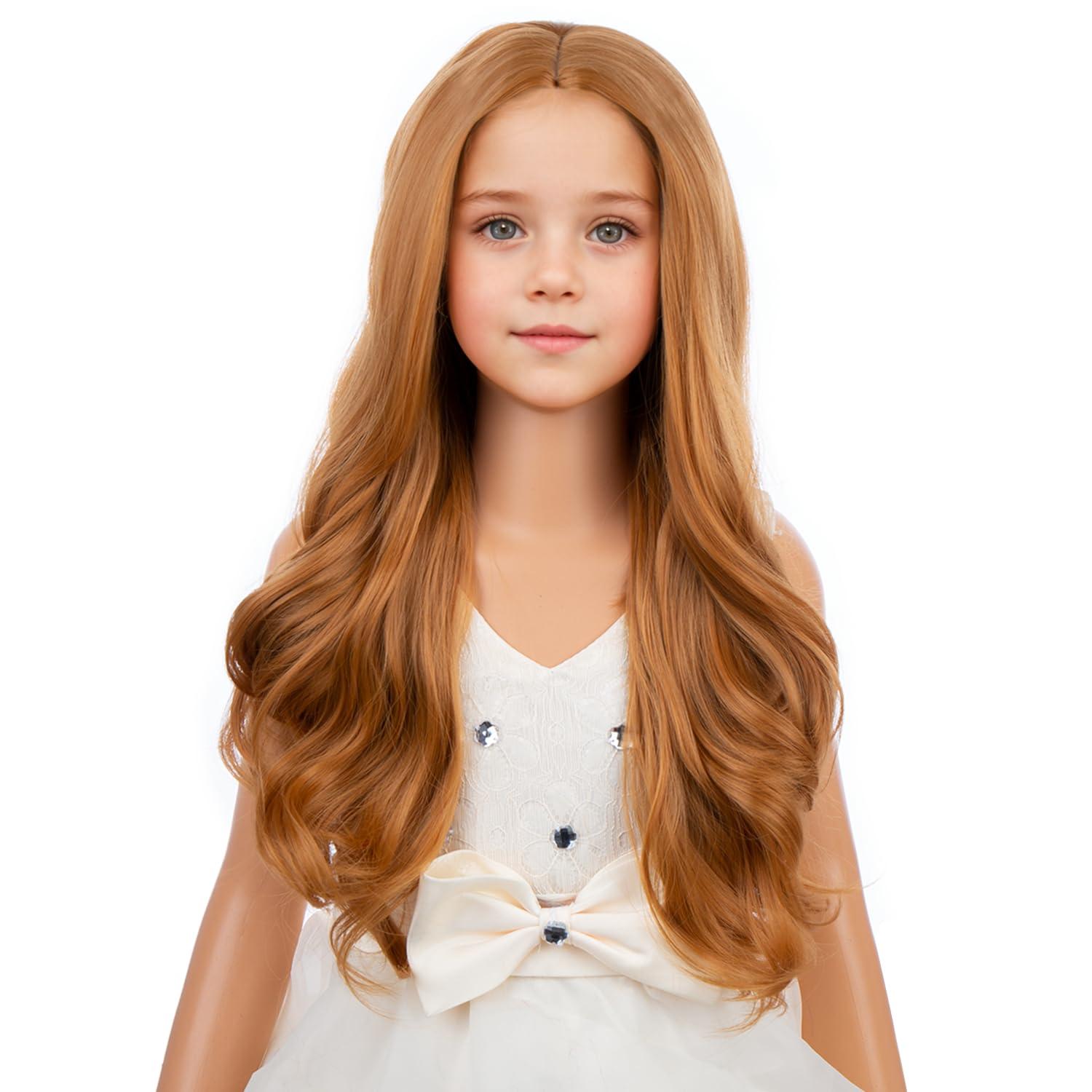 imageKids Blue Wig Long Wavy Child Wig Light Blue Wig for Kids Heat Resistant Synthetic Hair Cosplay Costume Girls Wig Mixed BlueStrawberry Blonde