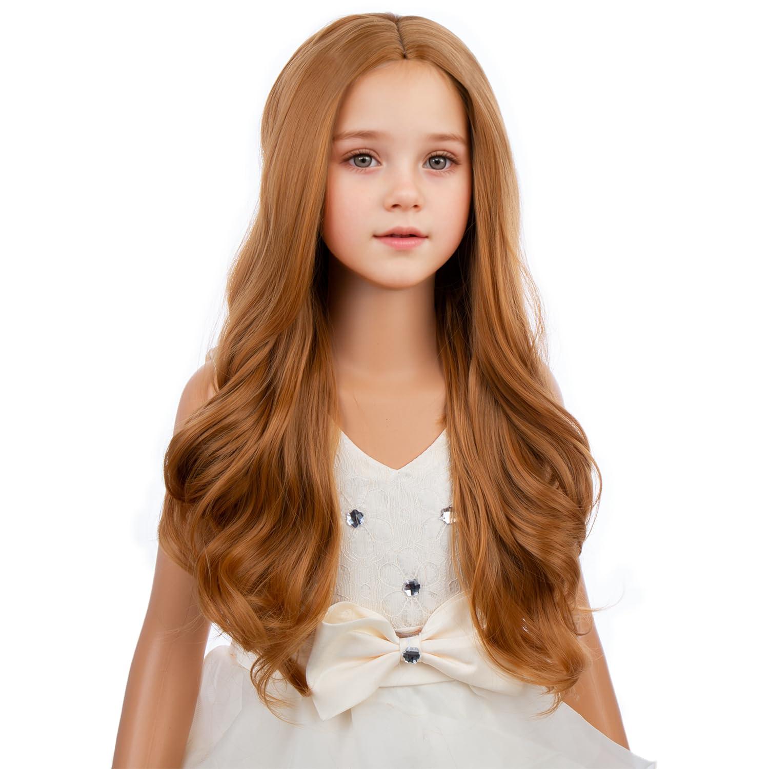 imageKids Blue Wig Long Wavy Child Wig Light Blue Wig for Kids Heat Resistant Synthetic Hair Cosplay Costume Girls Wig Mixed BlueStrawberry Blonde