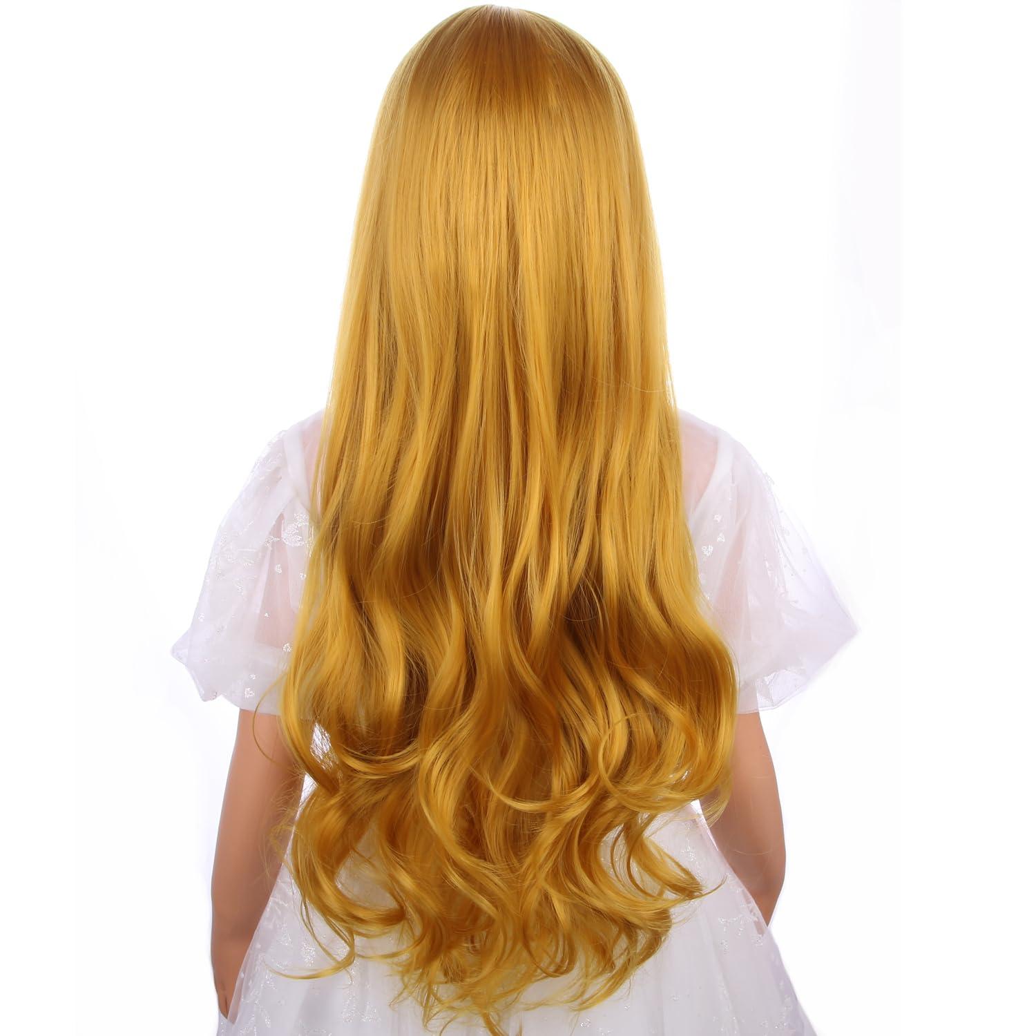 imageKids Blue Wig Long Wavy Child Wig Light Blue Wig for Kids Heat Resistant Synthetic Hair Cosplay Costume Girls Wig Mixed BlueYellow