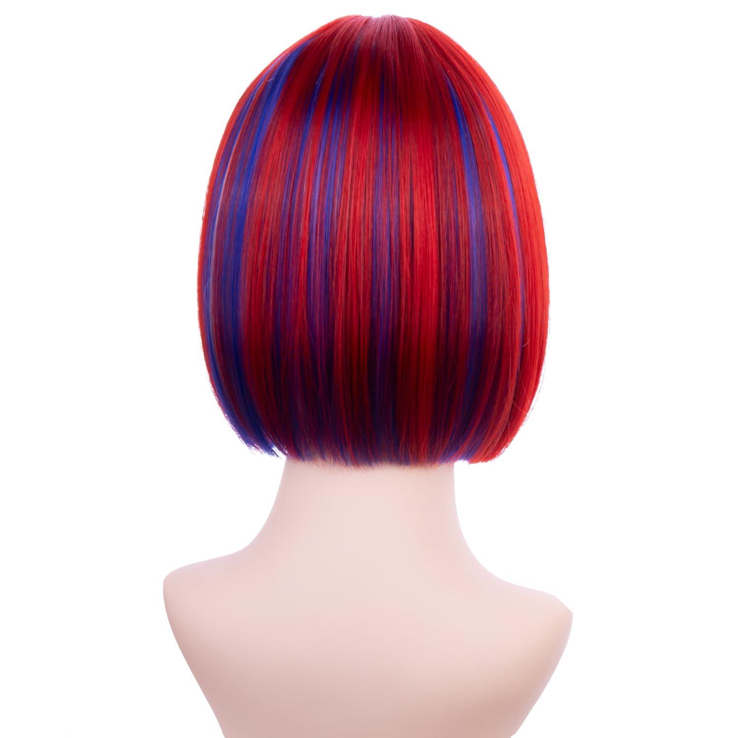 imageKids Brown Wig with Bangs Child Short Brown Bob Wig for Girls Cosplay Party Synthetic Rose Net Daily WearBlue Red White