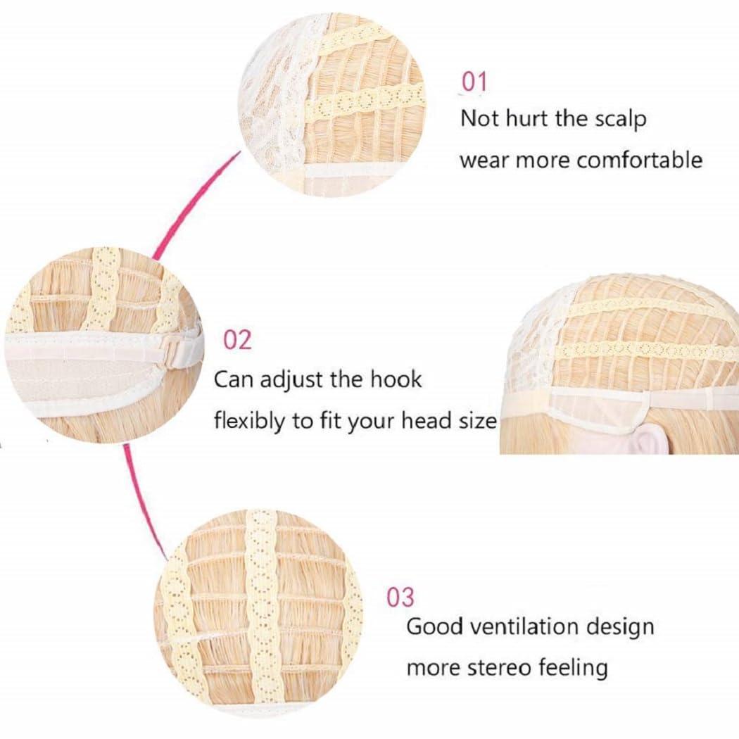 imageKids Brown Wig with Bangs Child Short Brown Bob Wig for Girls Cosplay Party Synthetic Rose Net Daily WearNeon Green