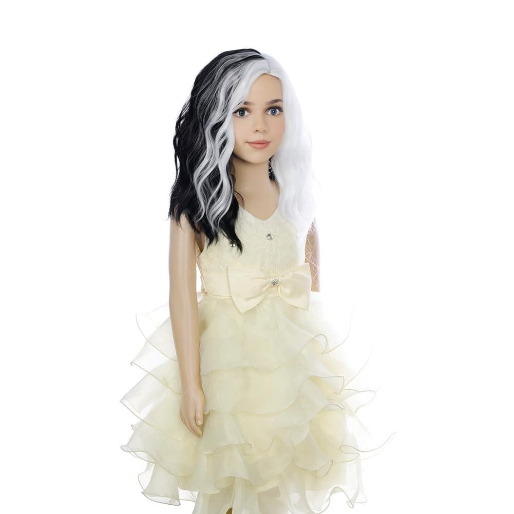 imageKids Flame Fire Wig Child Short Ombre Orange Wig for Girls Cosplay Halloween Party Costume Synthetic WigsBlack and White