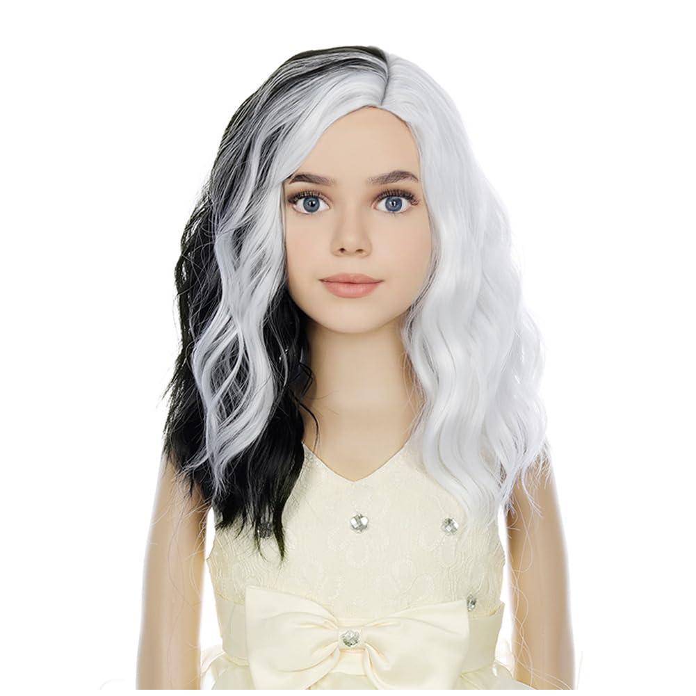 imageKids Flame Fire Wig Child Short Ombre Orange Wig for Girls Cosplay Halloween Party Costume Synthetic WigsBlack and White