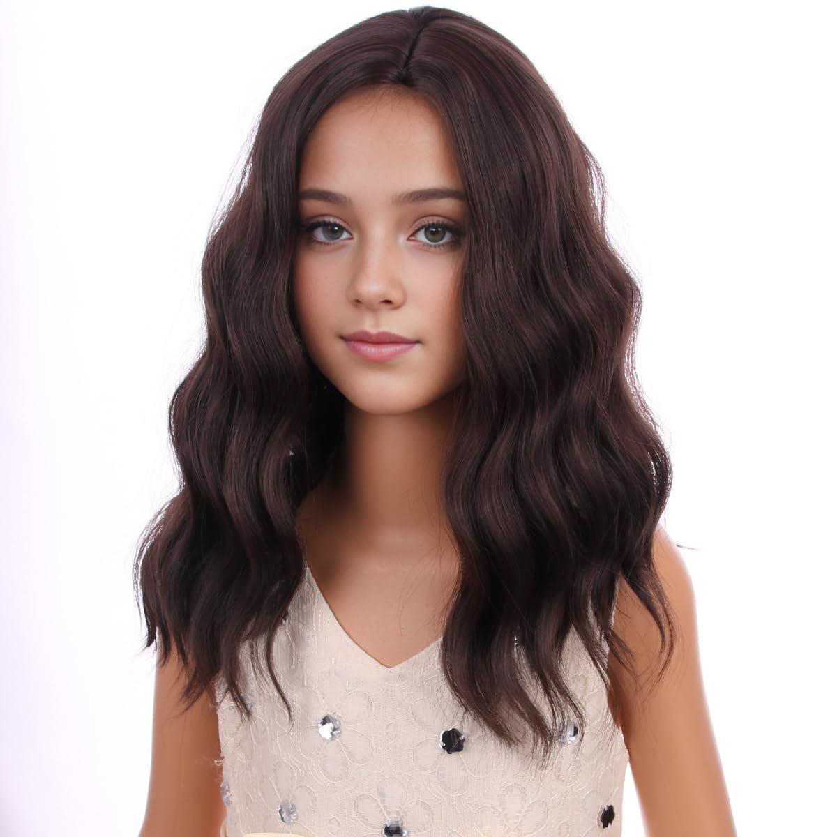 imageKids Flame Fire Wig Child Short Ombre Orange Wig for Girls Cosplay Halloween Party Costume Synthetic WigsBrown