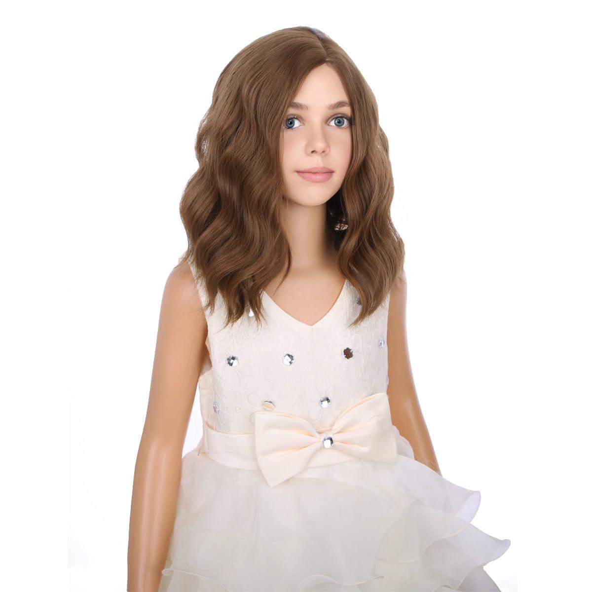 imageKids Flame Fire Wig Child Short Ombre Orange Wig for Girls Cosplay Halloween Party Costume Synthetic WigsChocolate Brown