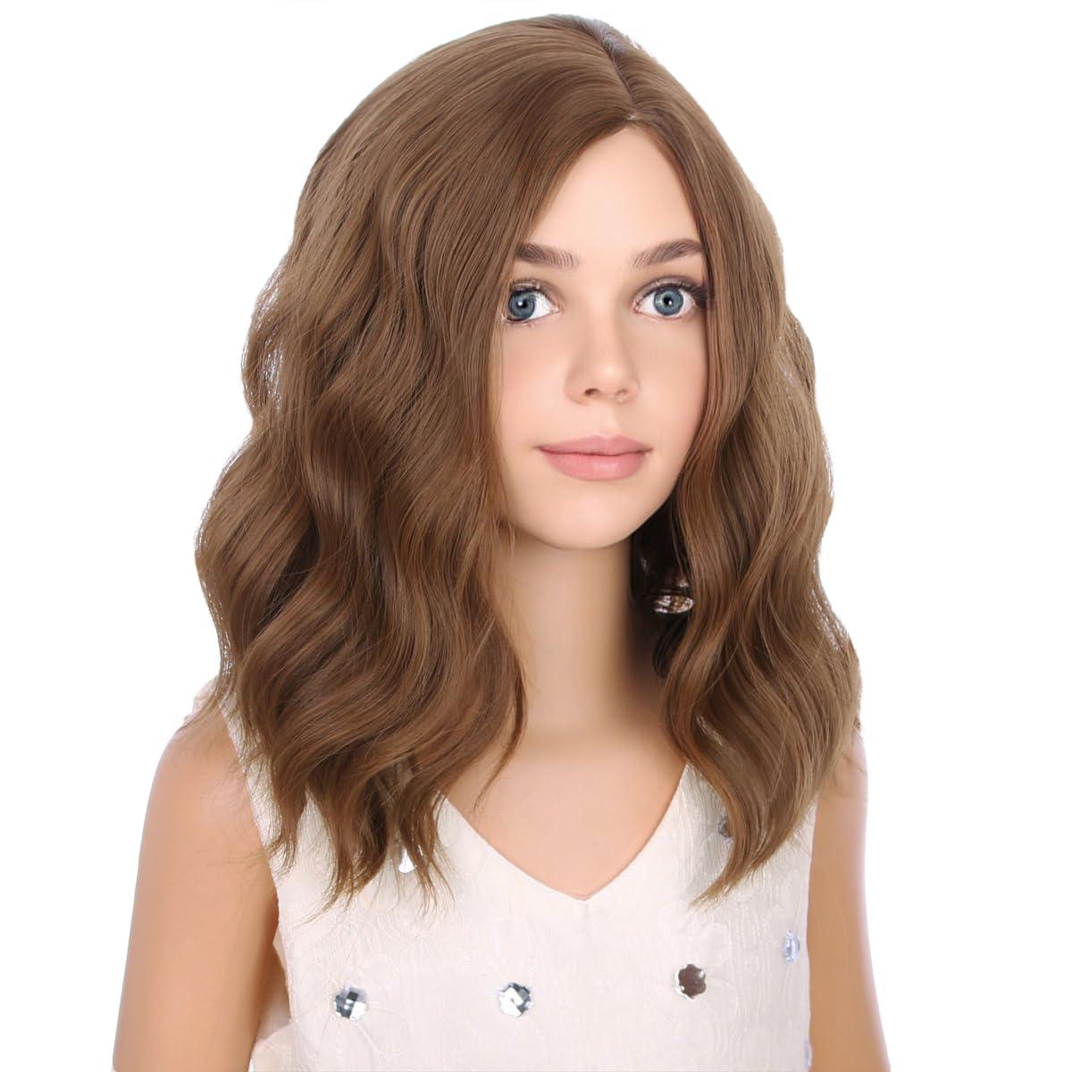 imageKids Flame Fire Wig Child Short Ombre Orange Wig for Girls Cosplay Halloween Party Costume Synthetic WigsChocolate Brown