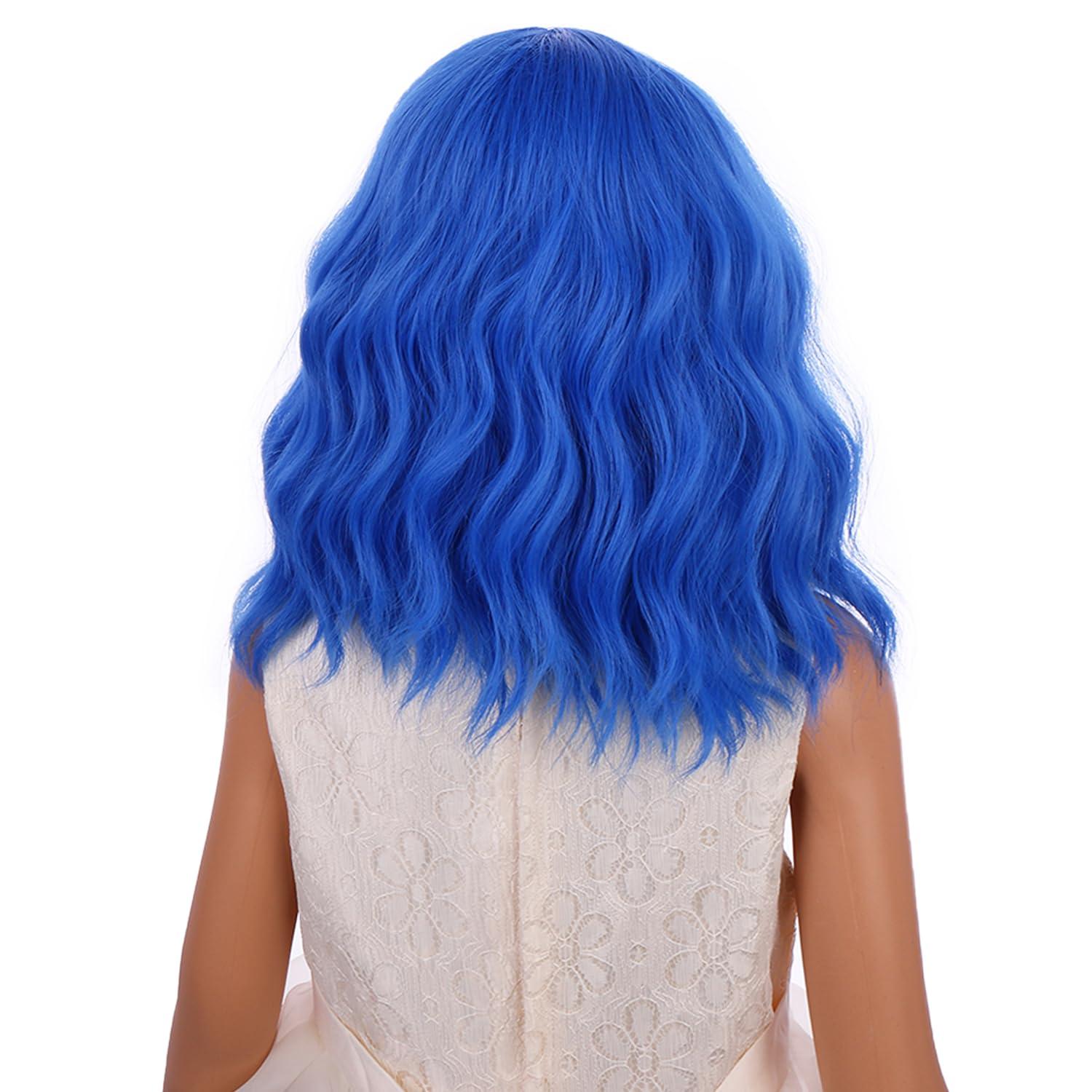imageKids Flame Fire Wig Child Short Ombre Orange Wig for Girls Cosplay Halloween Party Costume Synthetic WigsDark Blue