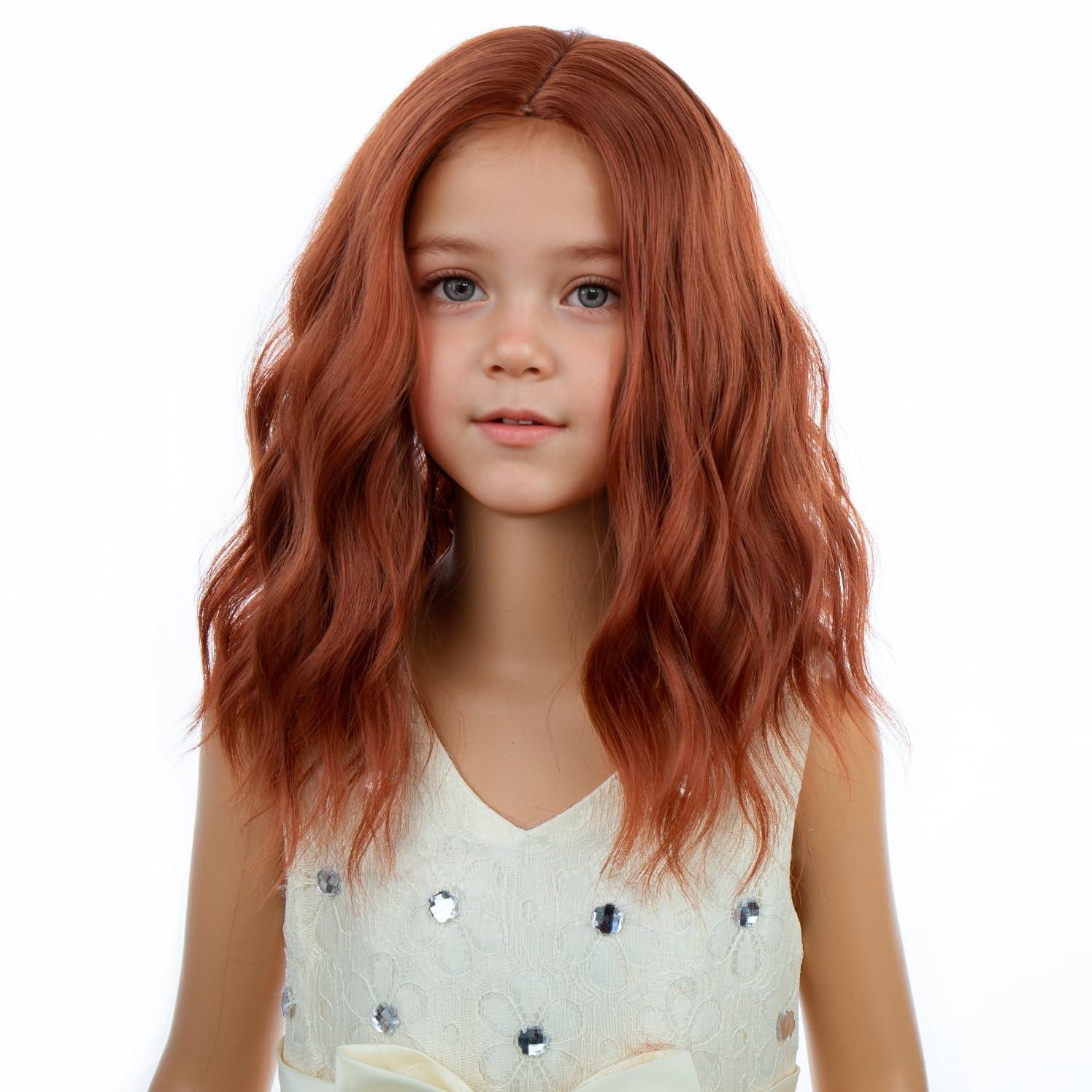 imageKids Flame Fire Wig Child Short Ombre Orange Wig for Girls Cosplay Halloween Party Costume Synthetic WigsDark Orange