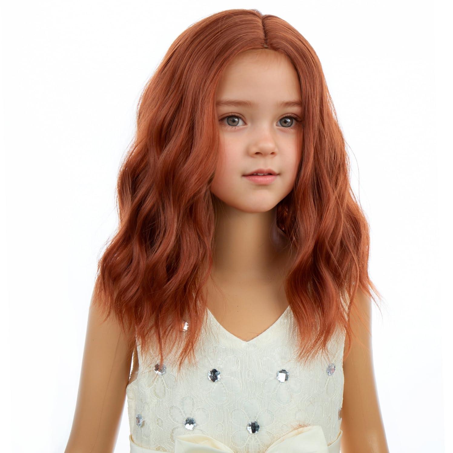 imageKids Flame Fire Wig Child Short Ombre Orange Wig for Girls Cosplay Halloween Party Costume Synthetic WigsDark Orange