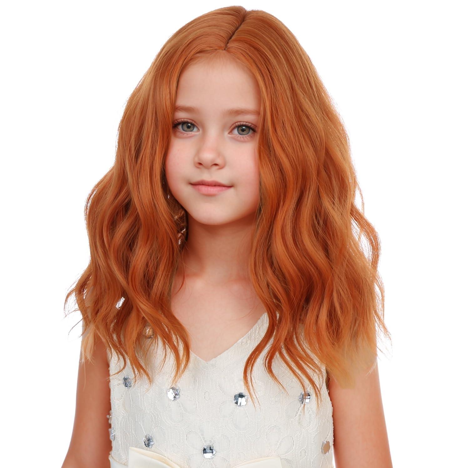 imageKids Flame Fire Wig Child Short Ombre Orange Wig for Girls Cosplay Halloween Party Costume Synthetic WigsGinger