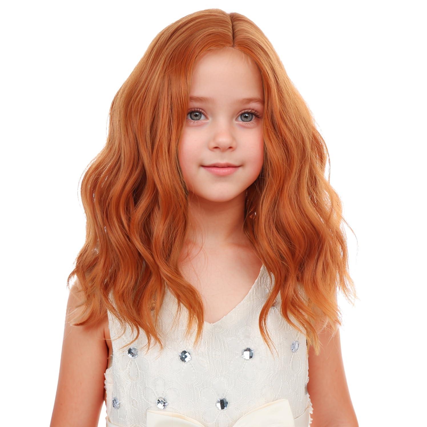 imageKids Flame Fire Wig Child Short Ombre Orange Wig for Girls Cosplay Halloween Party Costume Synthetic WigsGinger