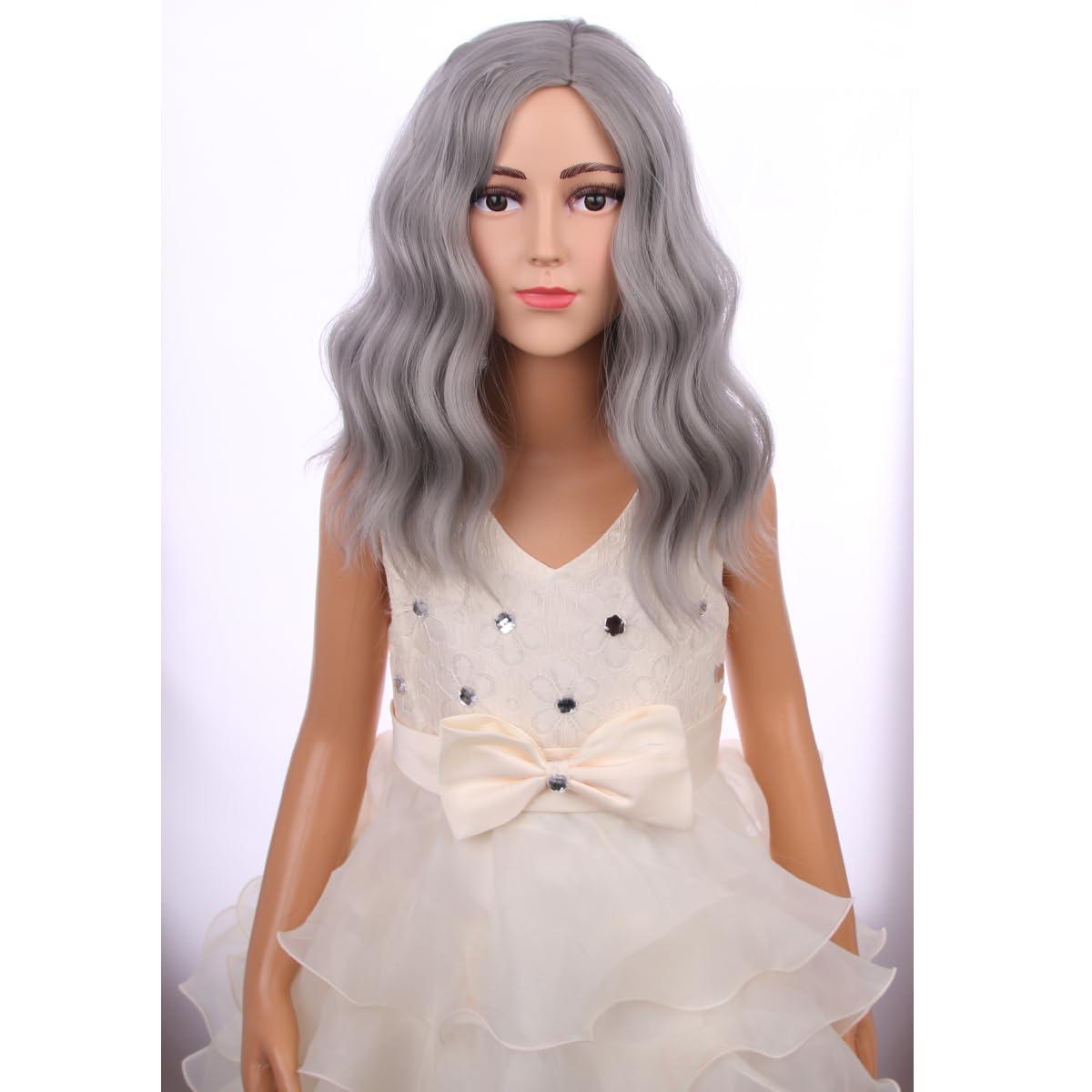 imageKids Flame Fire Wig Child Short Ombre Orange Wig for Girls Cosplay Halloween Party Costume Synthetic WigsGrey