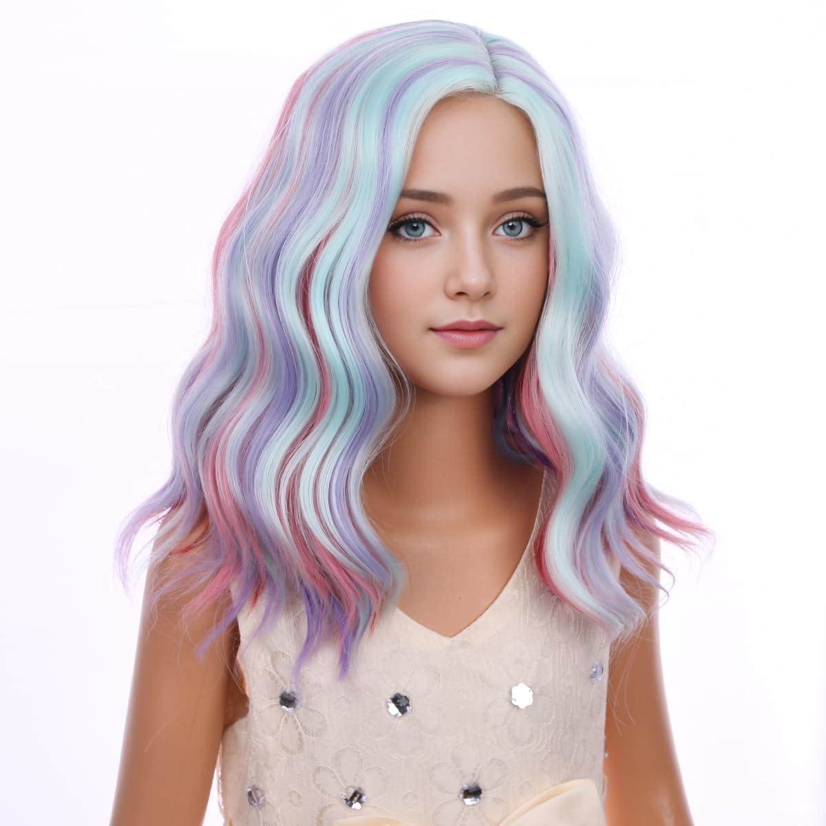 imageKids Flame Fire Wig Child Short Ombre Orange Wig for Girls Cosplay Halloween Party Costume Synthetic WigsMulticolor