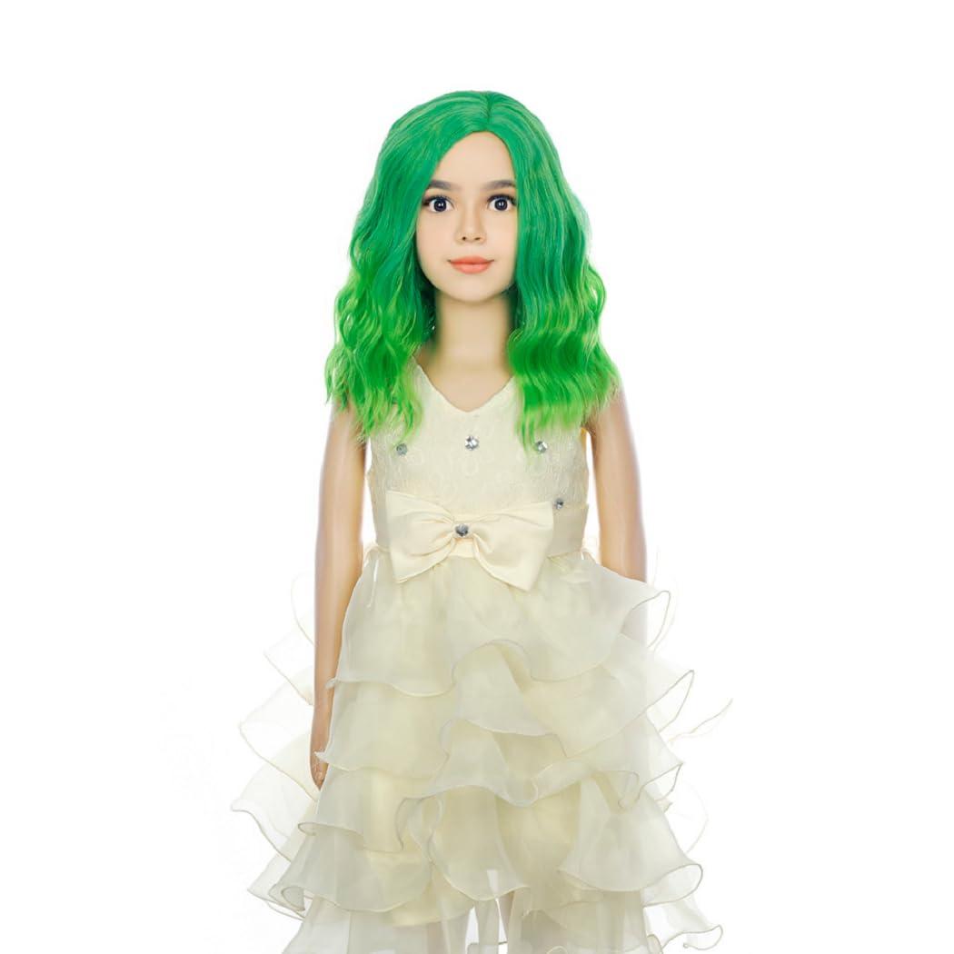 imageKids Flame Fire Wig Child Short Ombre Orange Wig for Girls Cosplay Halloween Party Costume Synthetic WigsOmbre Green