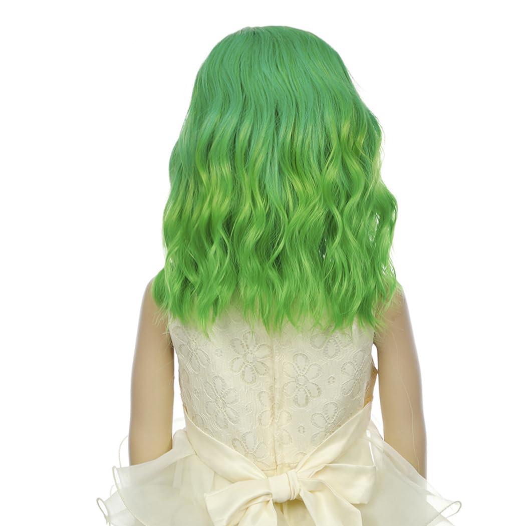 imageKids Flame Fire Wig Child Short Ombre Orange Wig for Girls Cosplay Halloween Party Costume Synthetic WigsOmbre Green