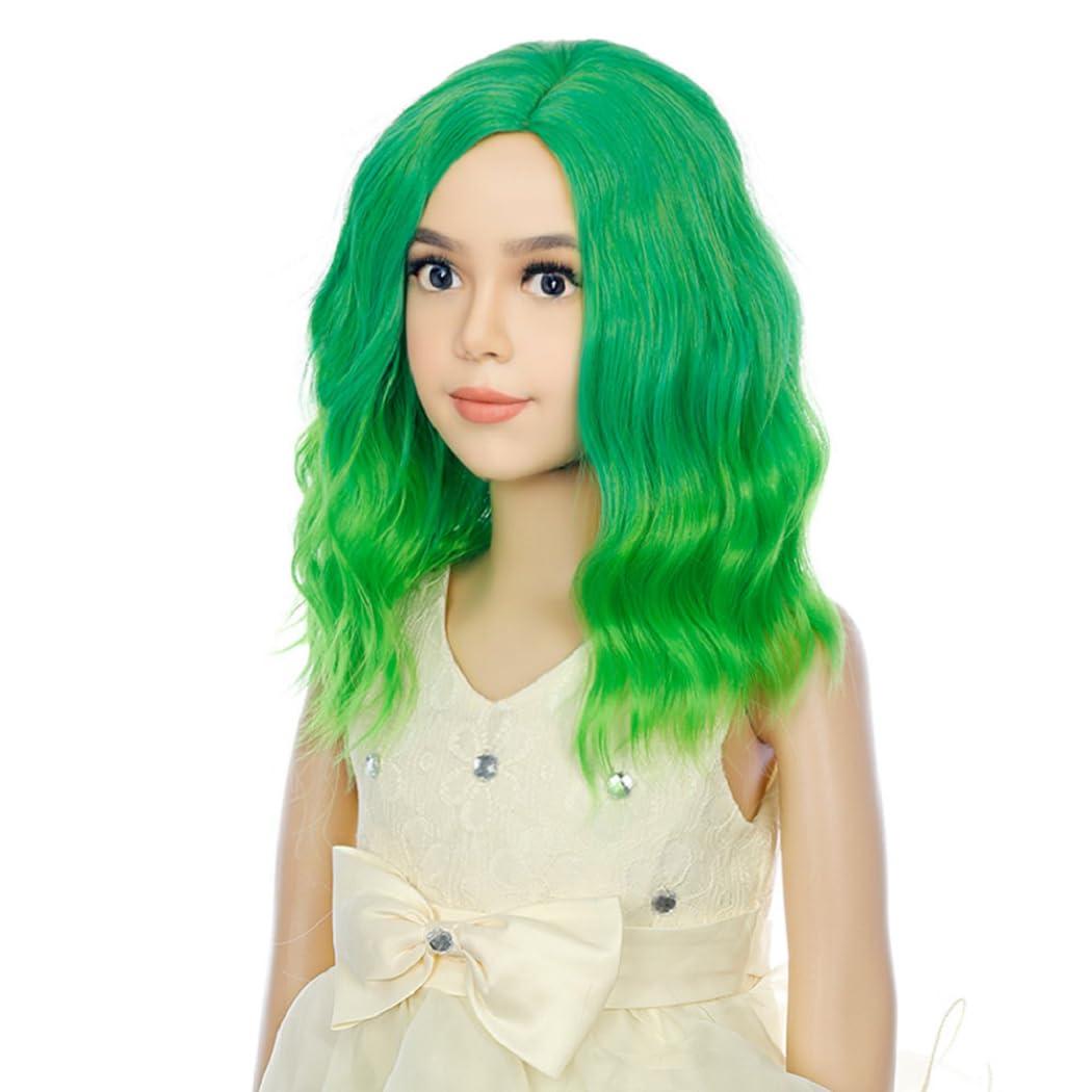 imageKids Flame Fire Wig Child Short Ombre Orange Wig for Girls Cosplay Halloween Party Costume Synthetic WigsOmbre Green