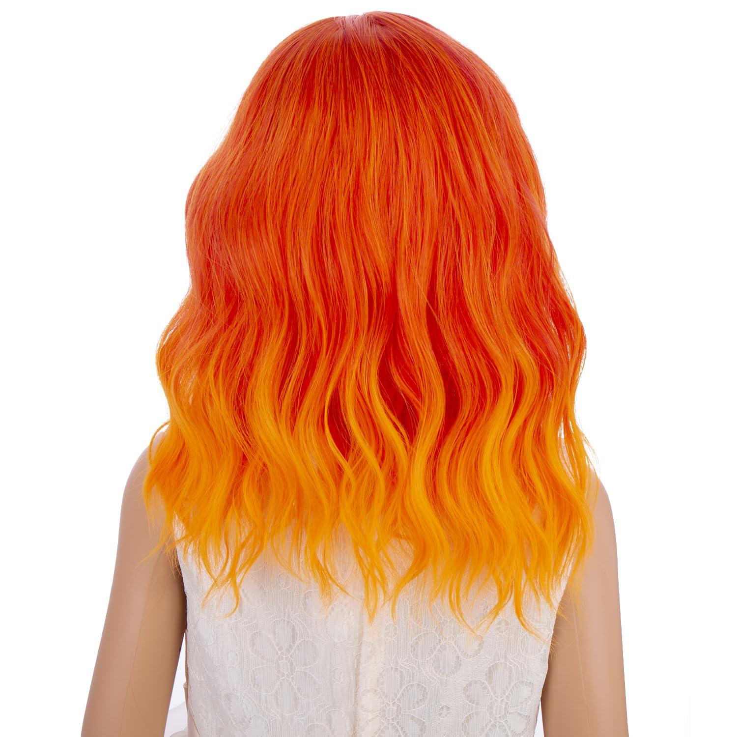 imageKids Flame Fire Wig Child Short Ombre Orange Wig for Girls Cosplay Halloween Party Costume Synthetic WigsOmbre Orange