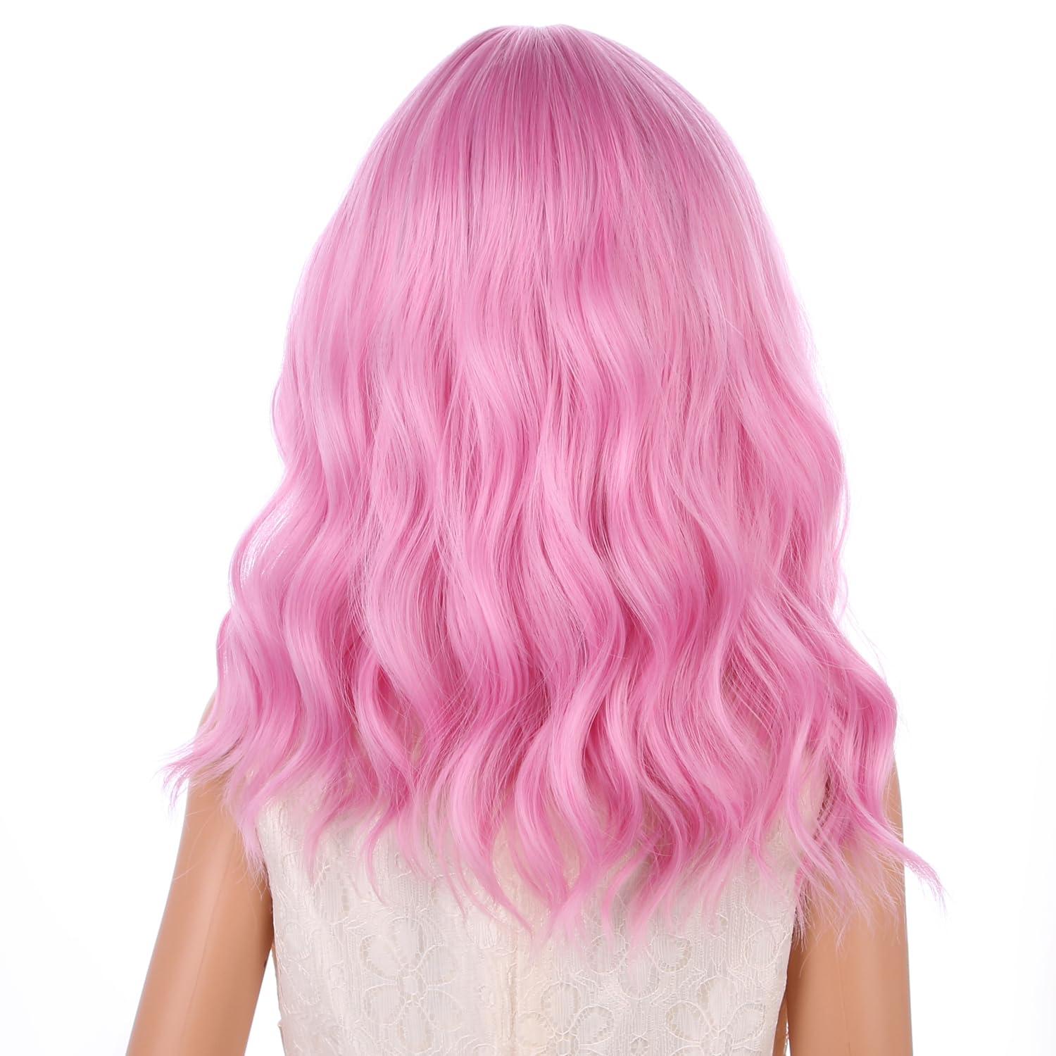 imageKids Flame Fire Wig Child Short Ombre Orange Wig for Girls Cosplay Halloween Party Costume Synthetic WigsPink