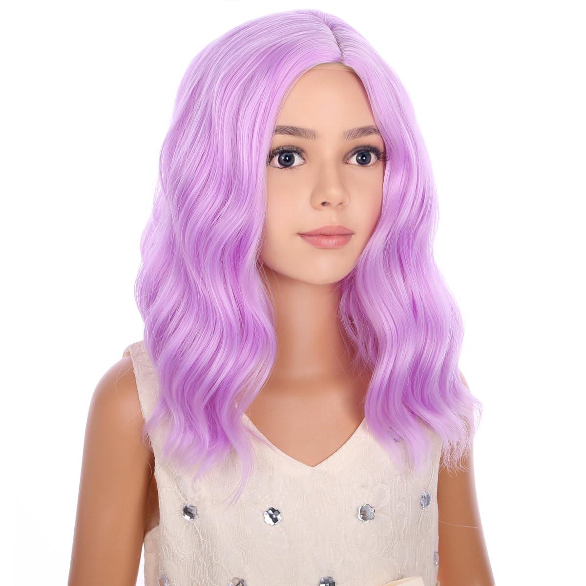 imageKids Flame Fire Wig Child Short Ombre Orange Wig for Girls Cosplay Halloween Party Costume Synthetic WigsPurple