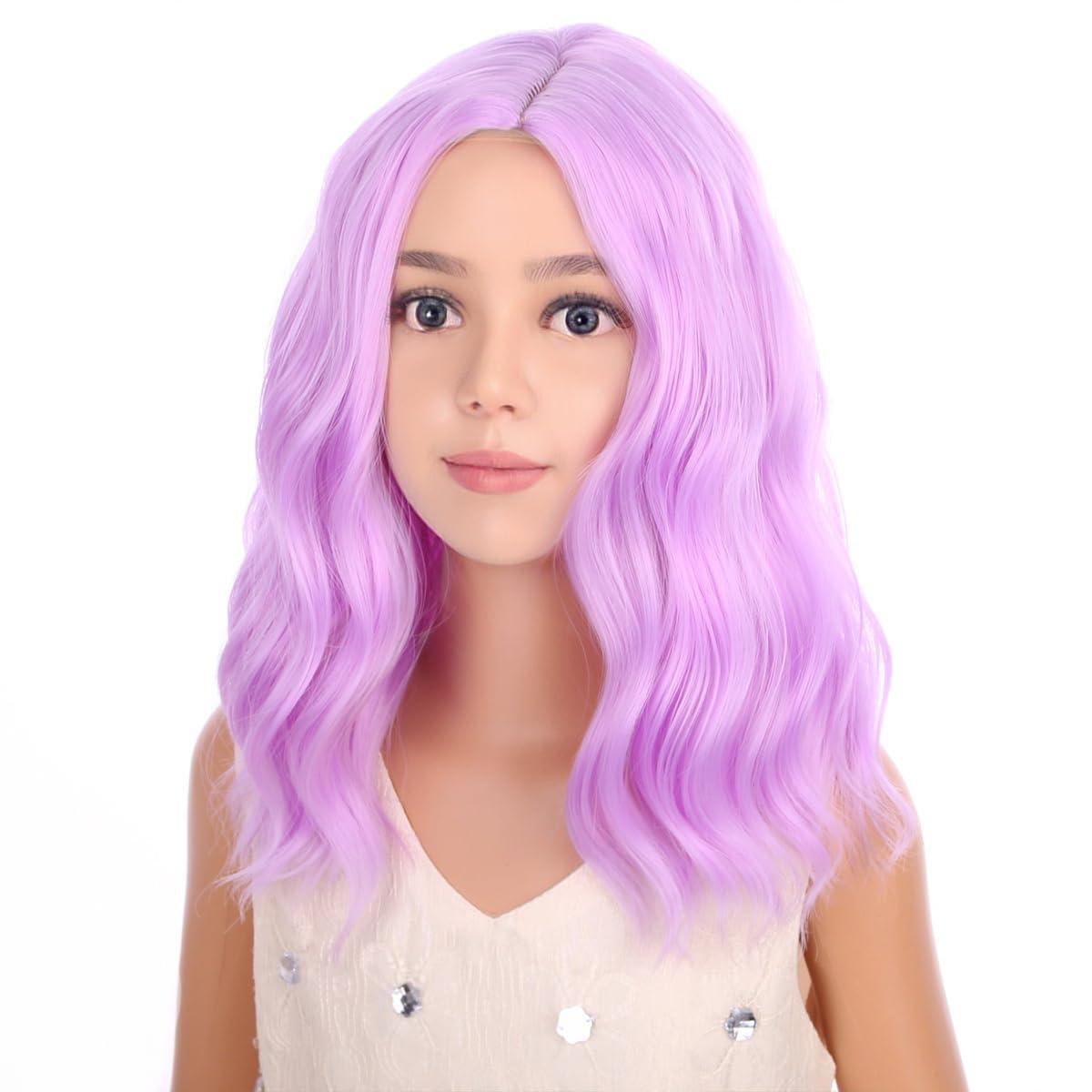 imageKids Flame Fire Wig Child Short Ombre Orange Wig for Girls Cosplay Halloween Party Costume Synthetic WigsPurple