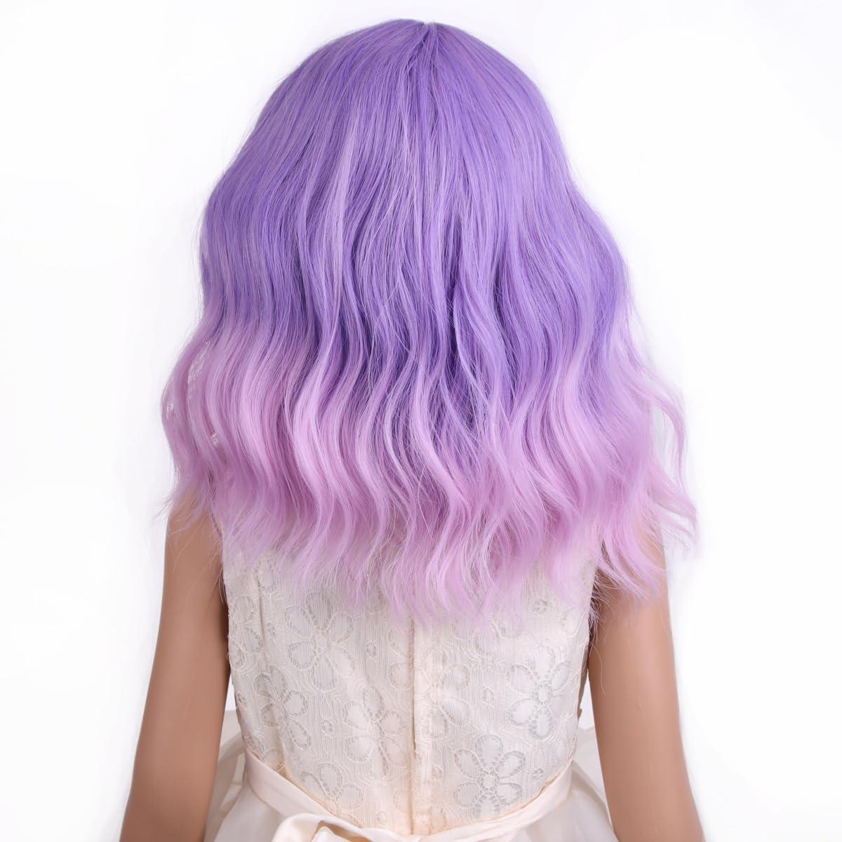 imageKids Flame Fire Wig Child Short Ombre Orange Wig for Girls Cosplay Halloween Party Costume Synthetic WigsPurple Ombre Pink