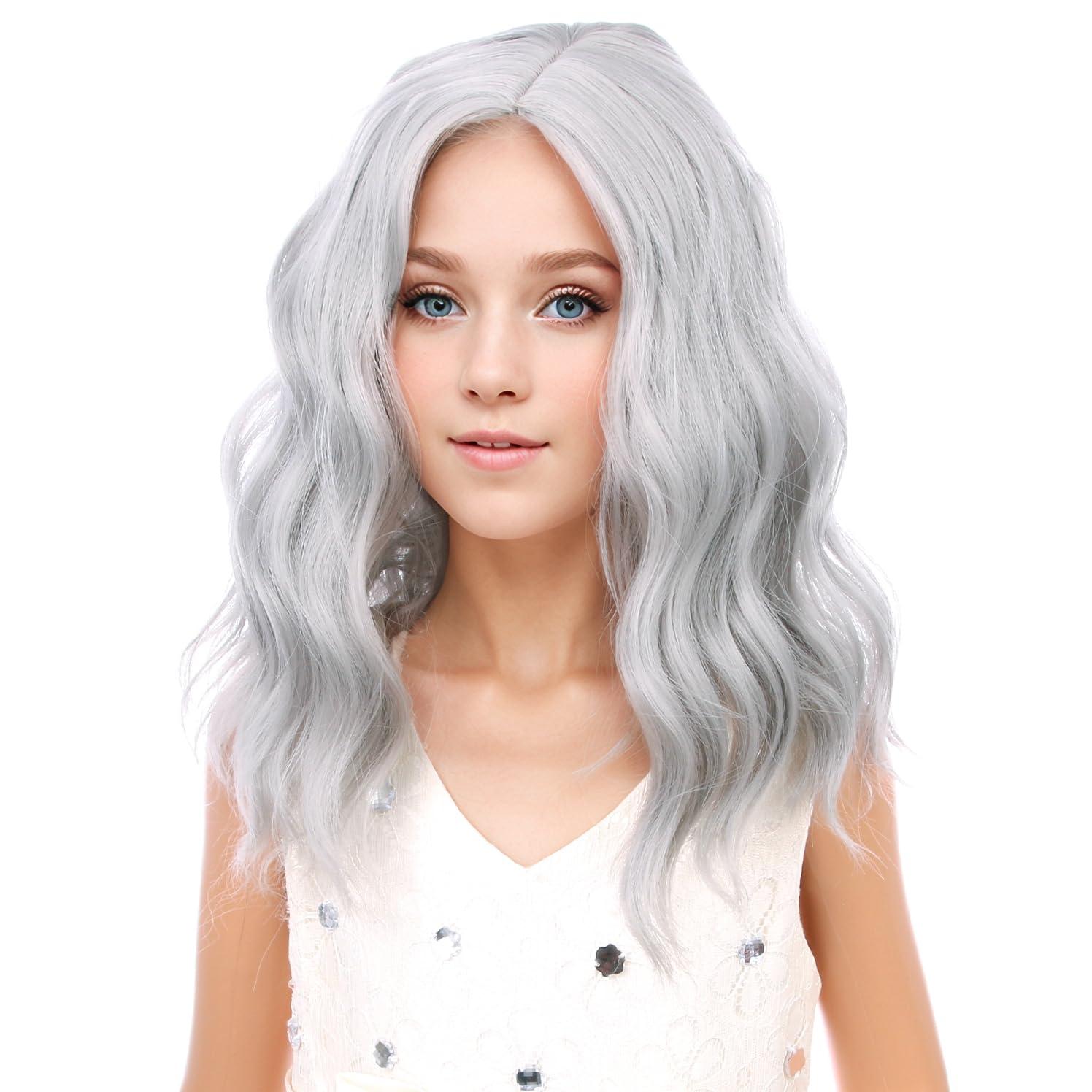 imageKids Flame Fire Wig Child Short Ombre Orange Wig for Girls Cosplay Halloween Party Costume Synthetic WigsSilver White